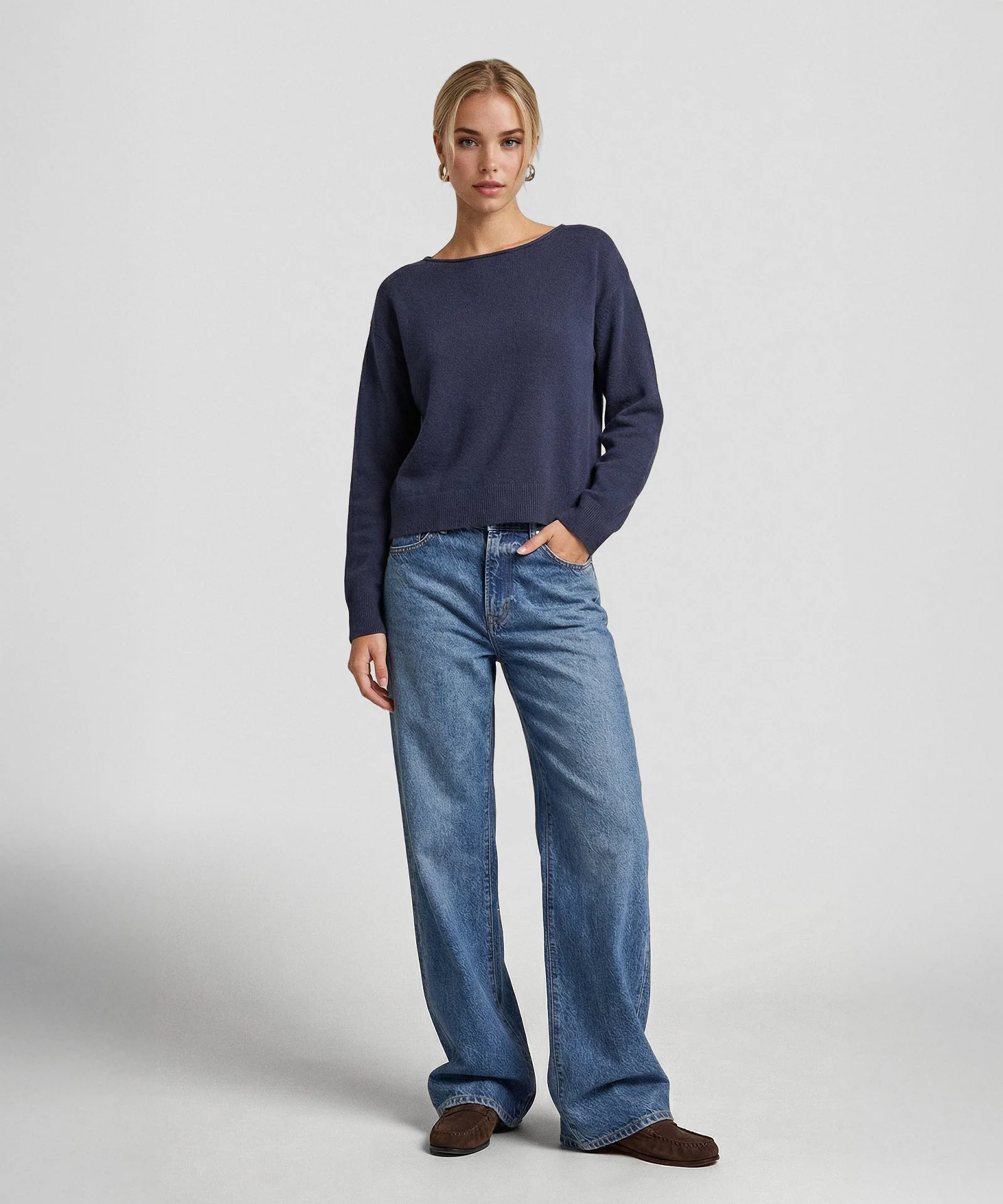 Basic Cashmere Boatneck Sweater - Image 3