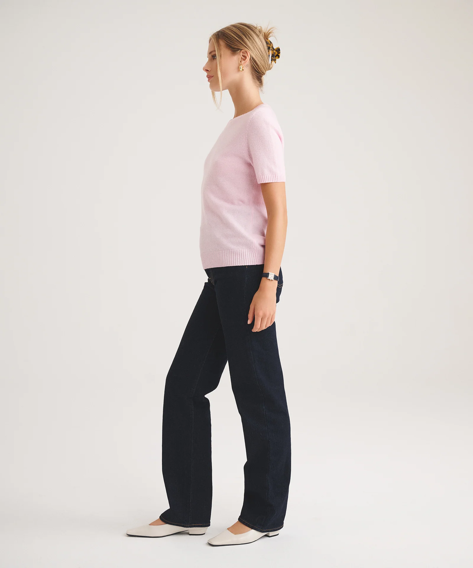 Basic Cashmere Short Sleeve Sweater - Image 6