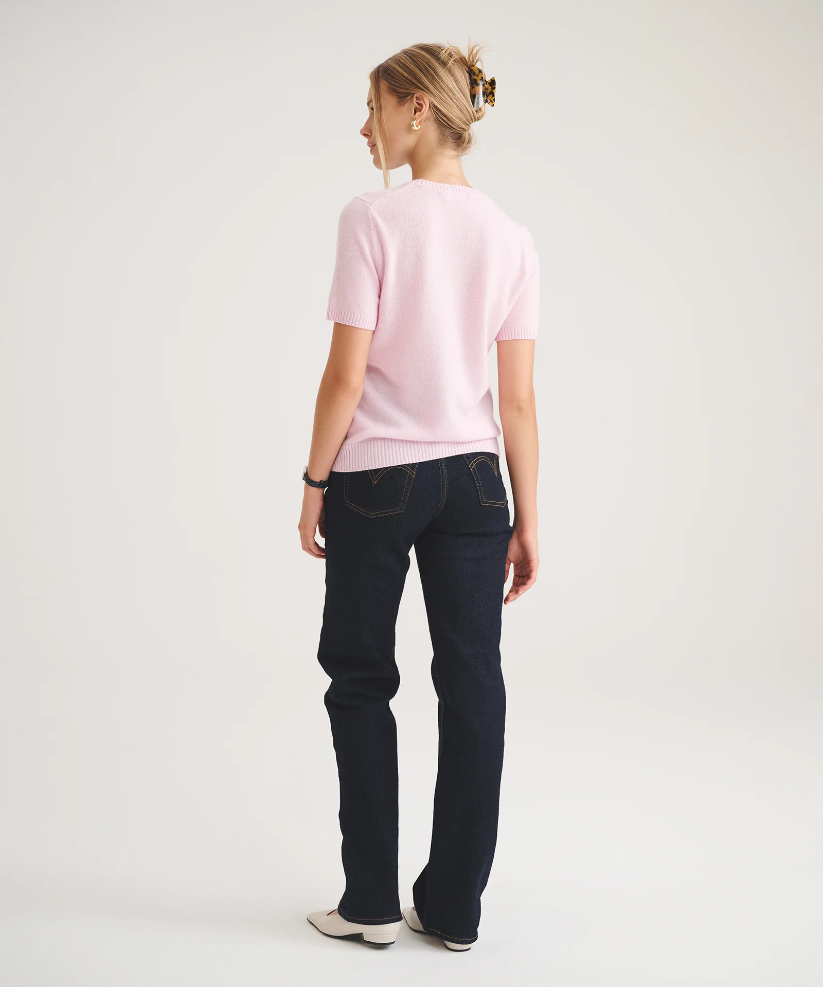 Basic Cashmere Short Sleeve Sweater - Image 7