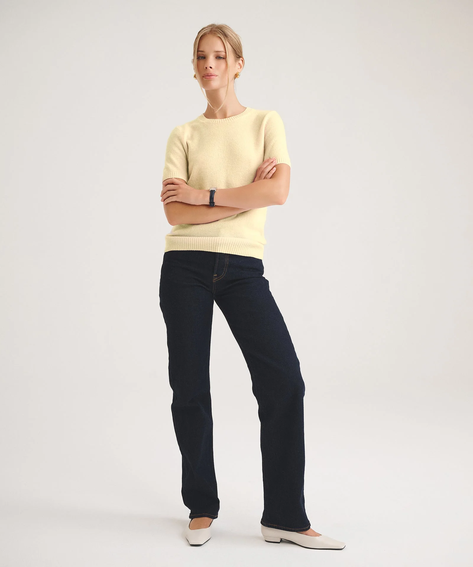 Basic Cashmere Short Sleeve Sweater - Image 9