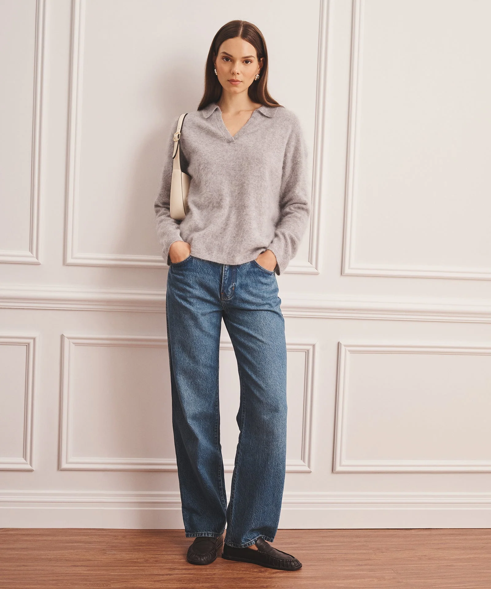 Brushed Luxe Cashmere Polo Sweater - Image 3