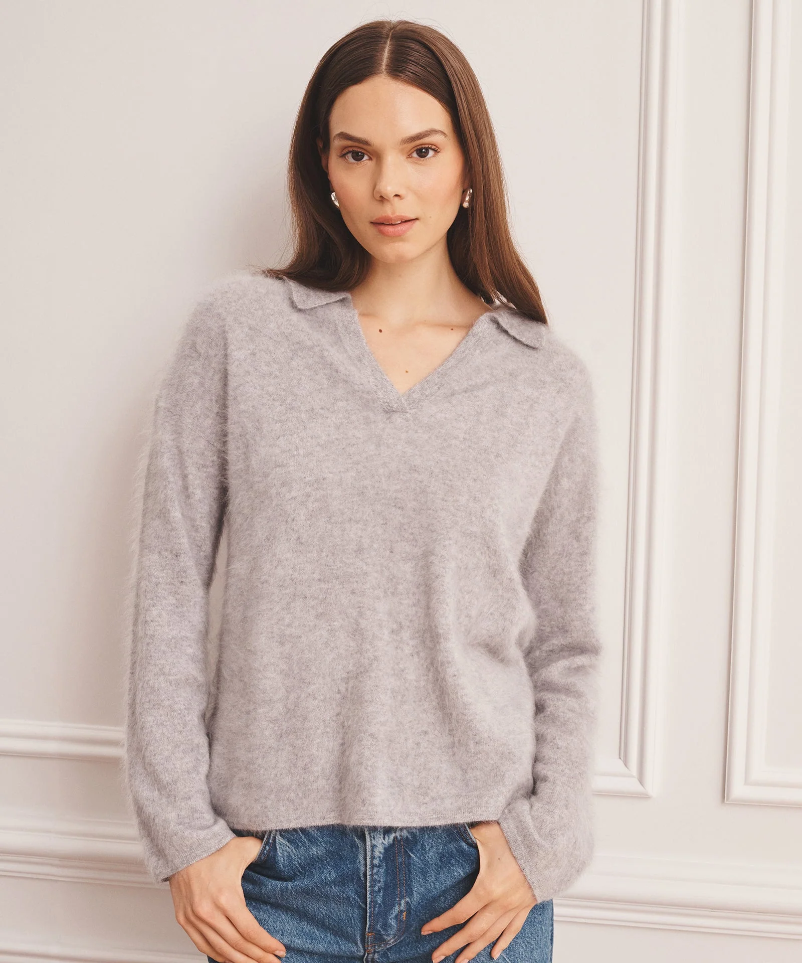 Brushed Luxe Cashmere Polo Sweater - Image 4