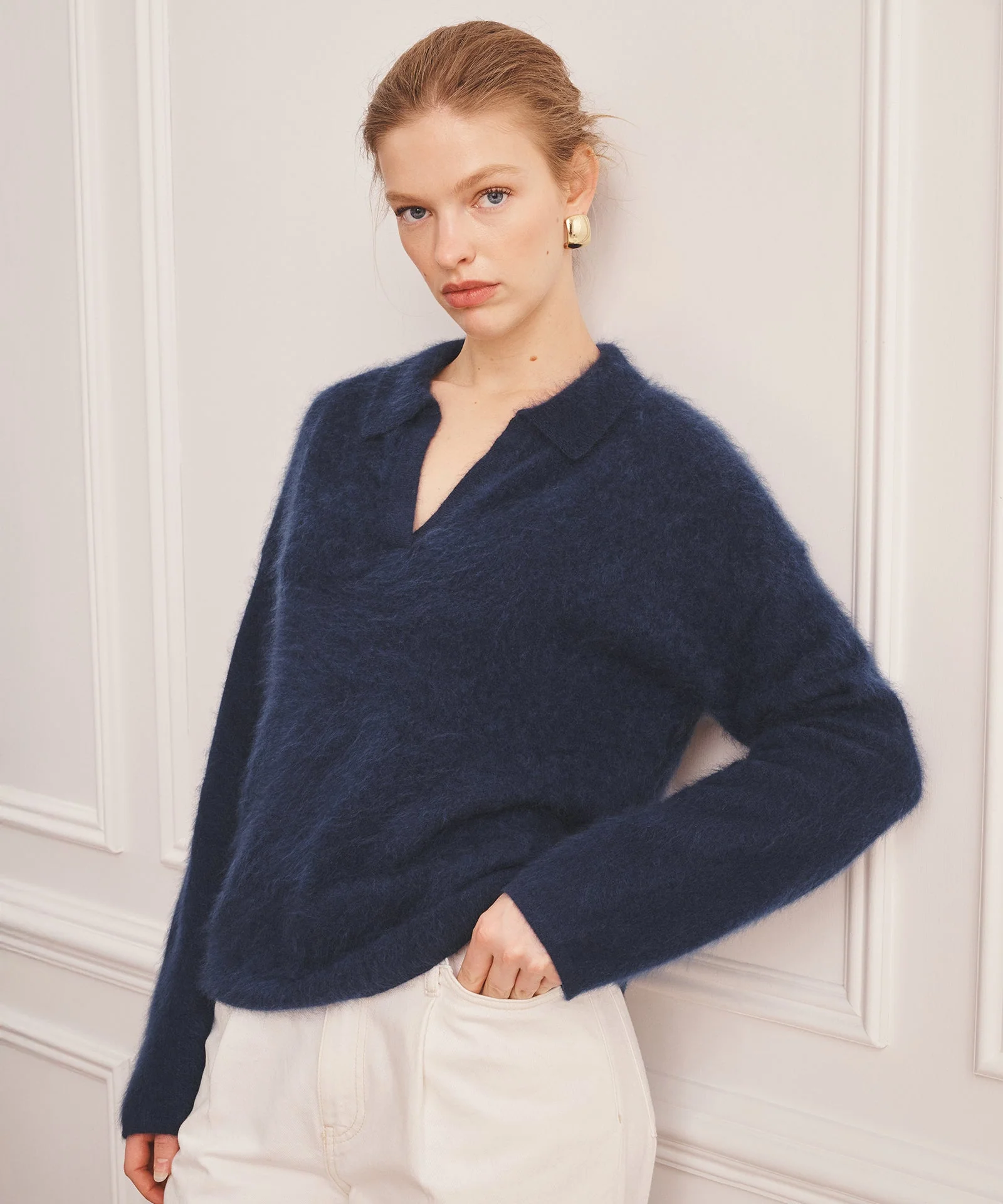 Brushed Luxe Cashmere Polo Sweater - Image 5