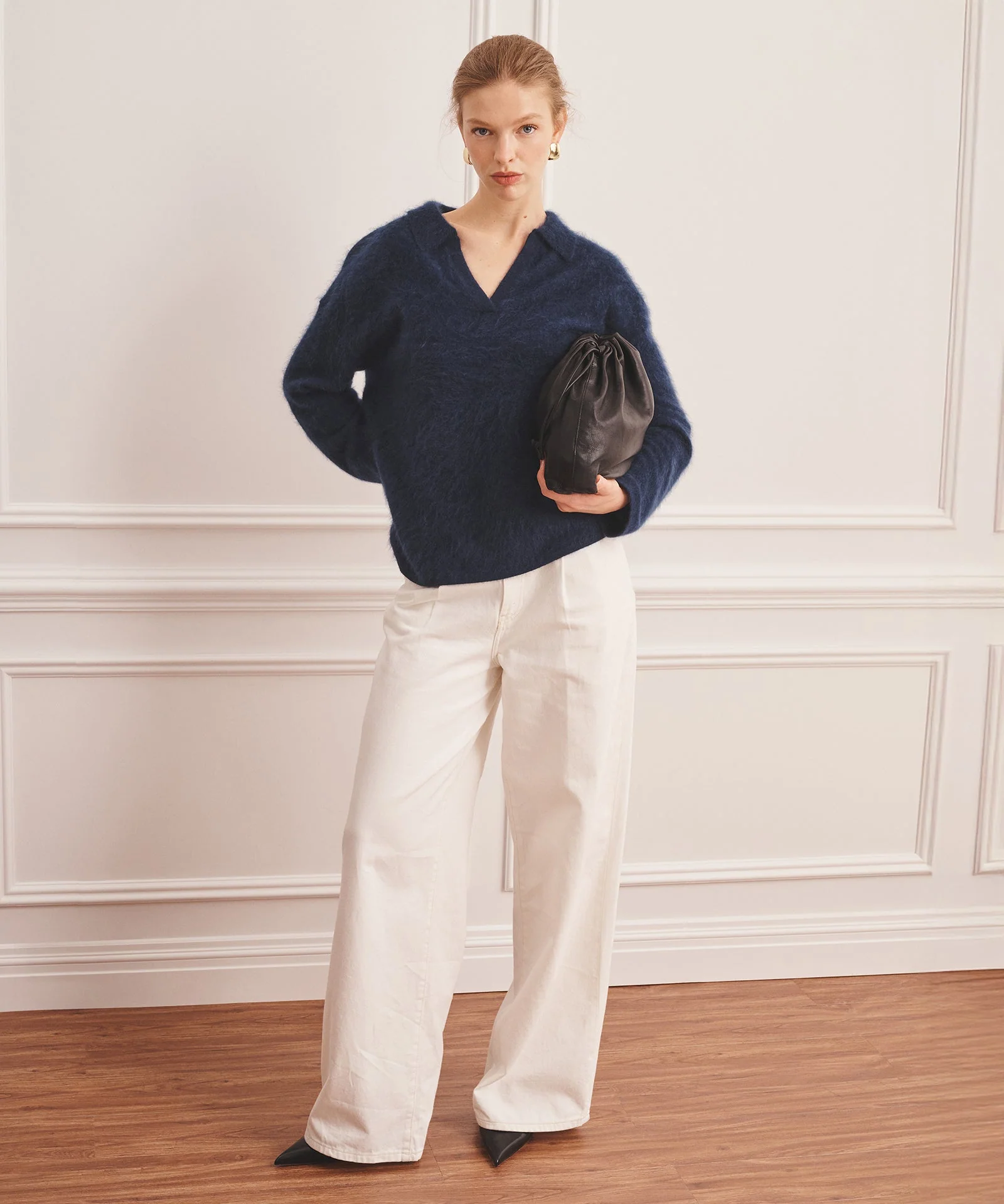 Brushed Luxe Cashmere Polo Sweater - Image 6