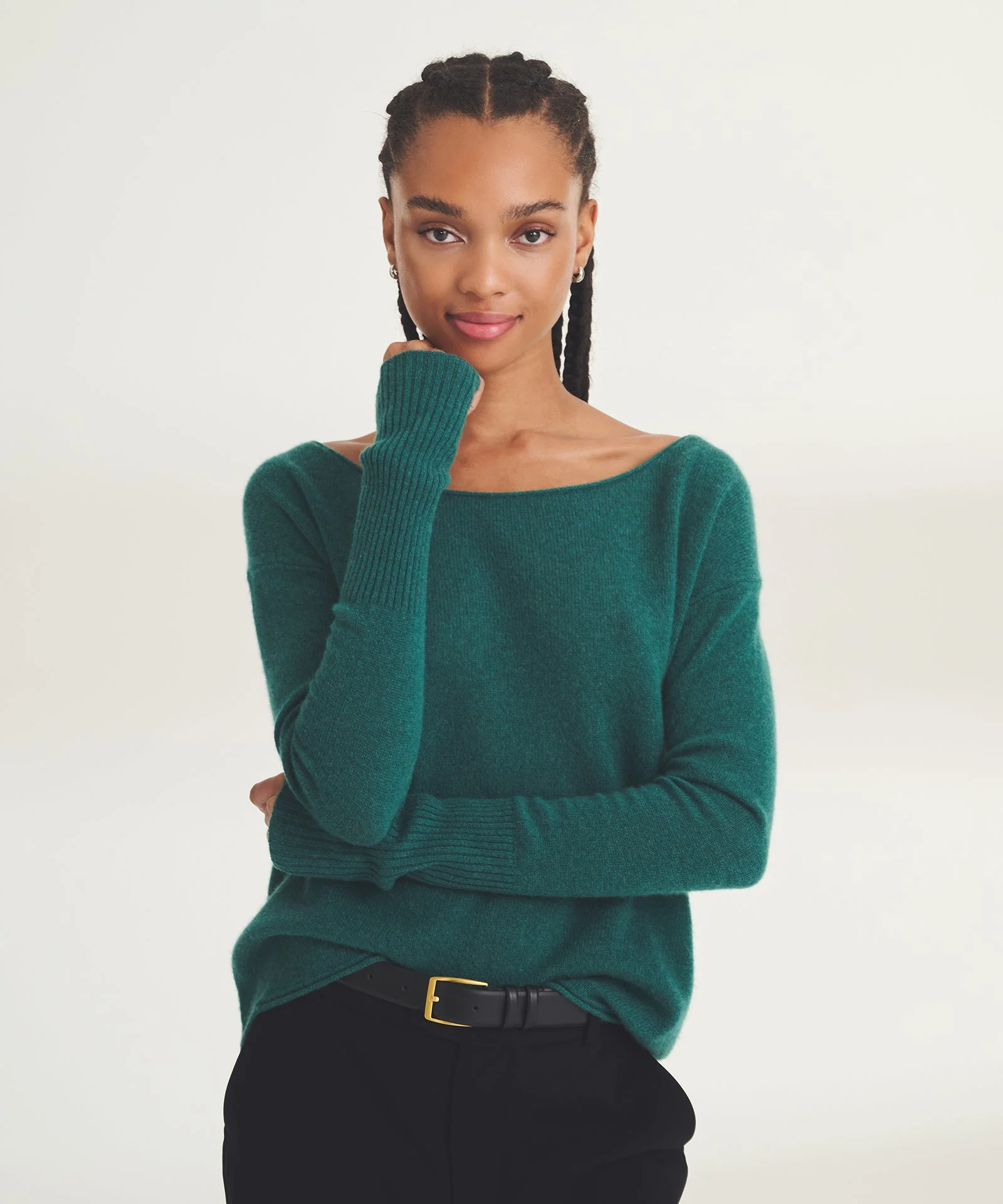 Lightweight Cashmere Boatneck Sweater - Image 38