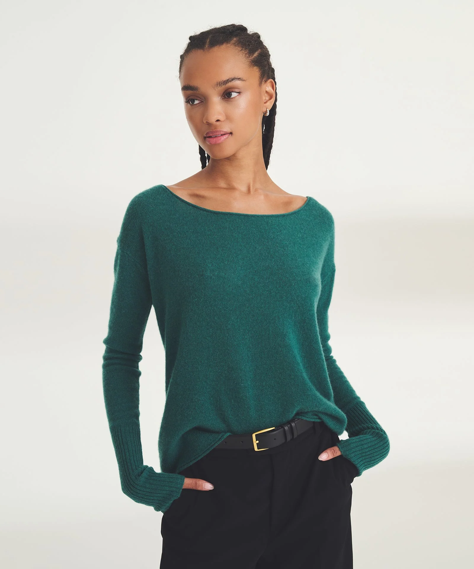 Lightweight Cashmere Boatneck Sweater - Image 4