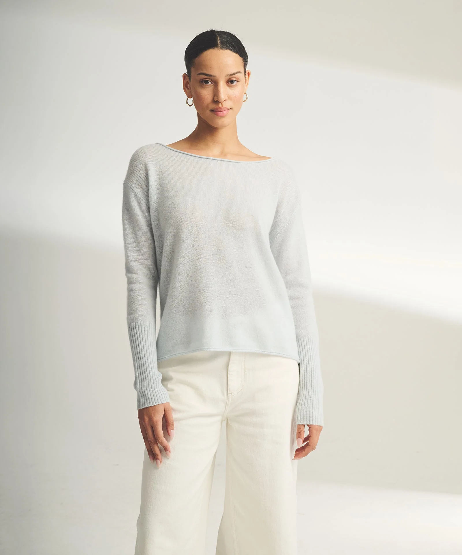 Lightweight Cashmere Boatneck Sweater - Image 6