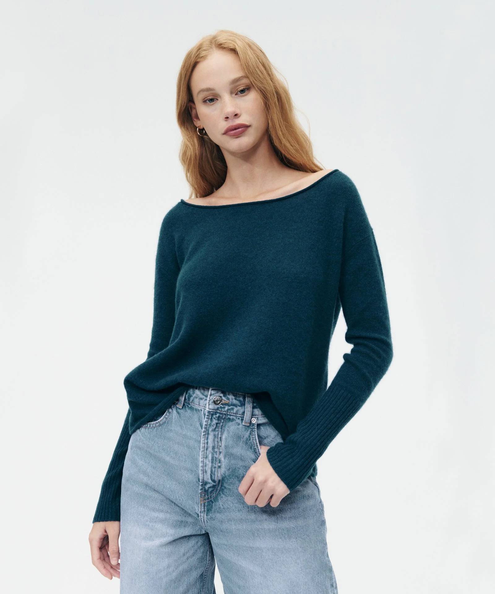 Lightweight Cashmere Boatneck Sweater - Image 8