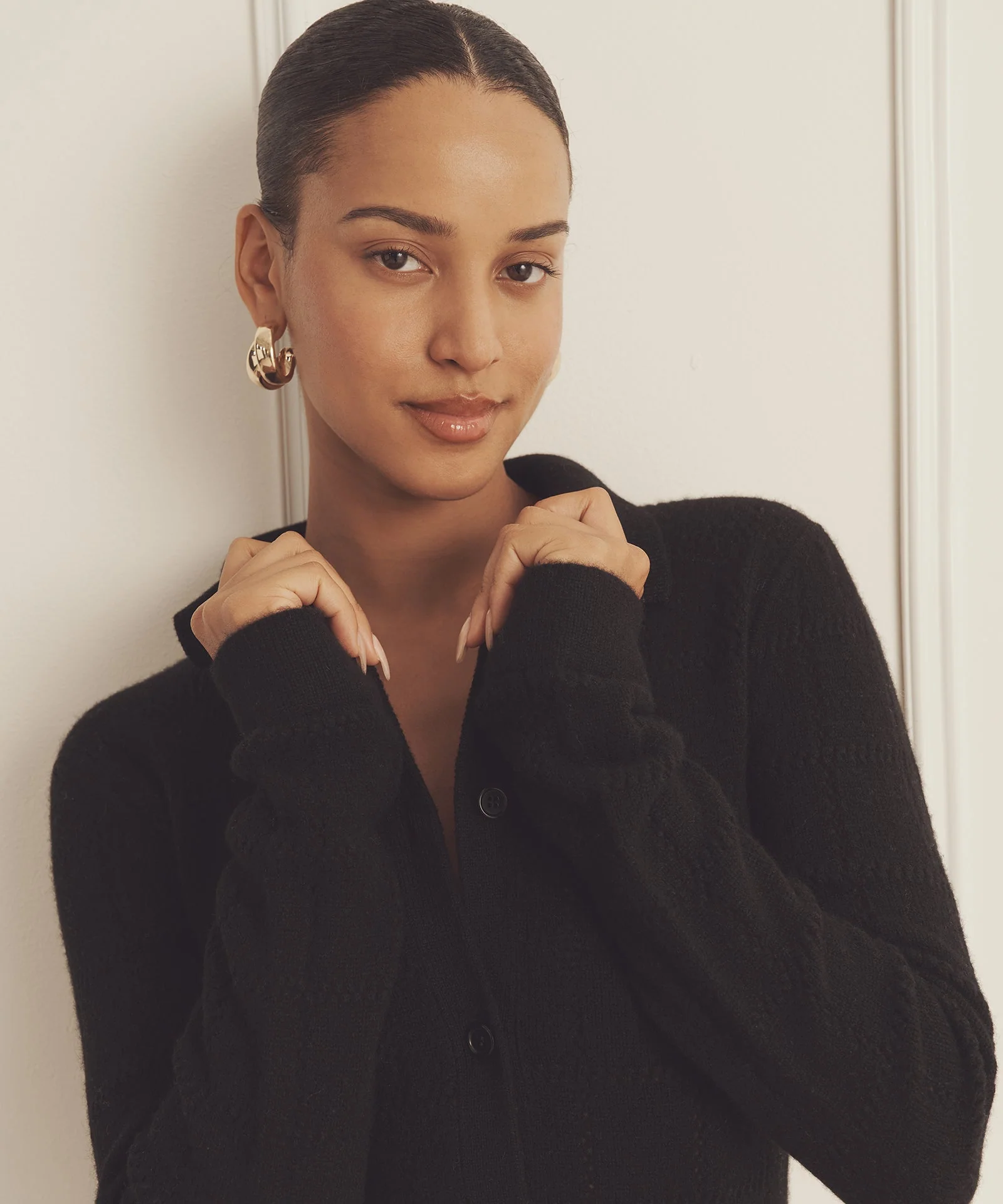 Novelty Cashmere Crochet Inspired Button Up - Image 11