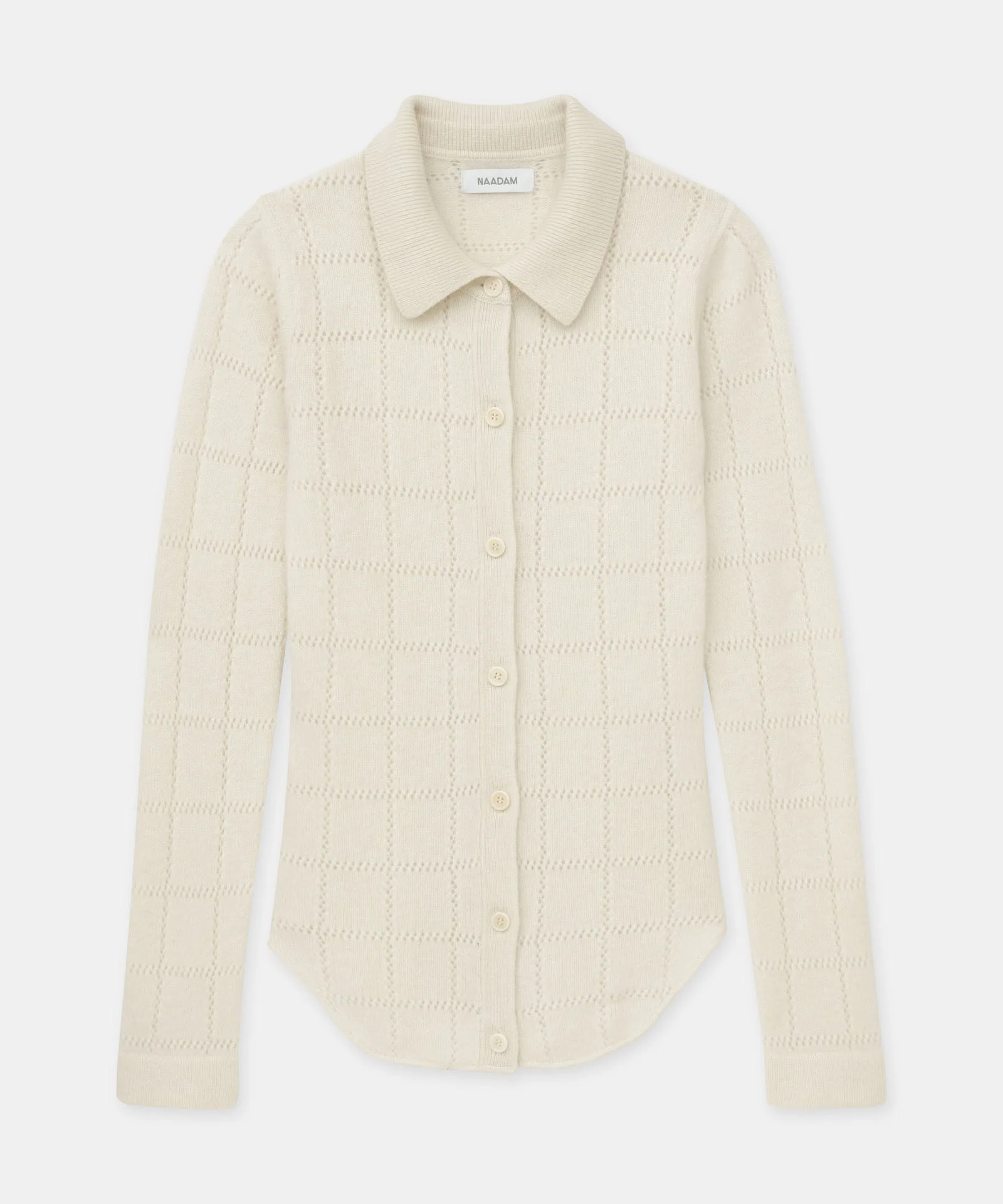 Novelty Cashmere Crochet Inspired Button Up - Image 3