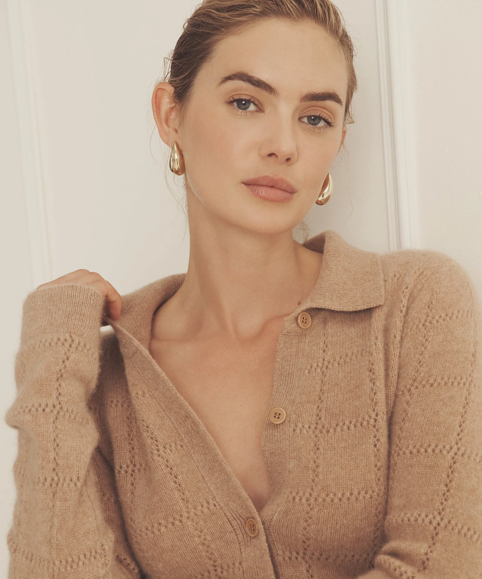 Novelty Cashmere Crochet Inspired Button Up - Image 7