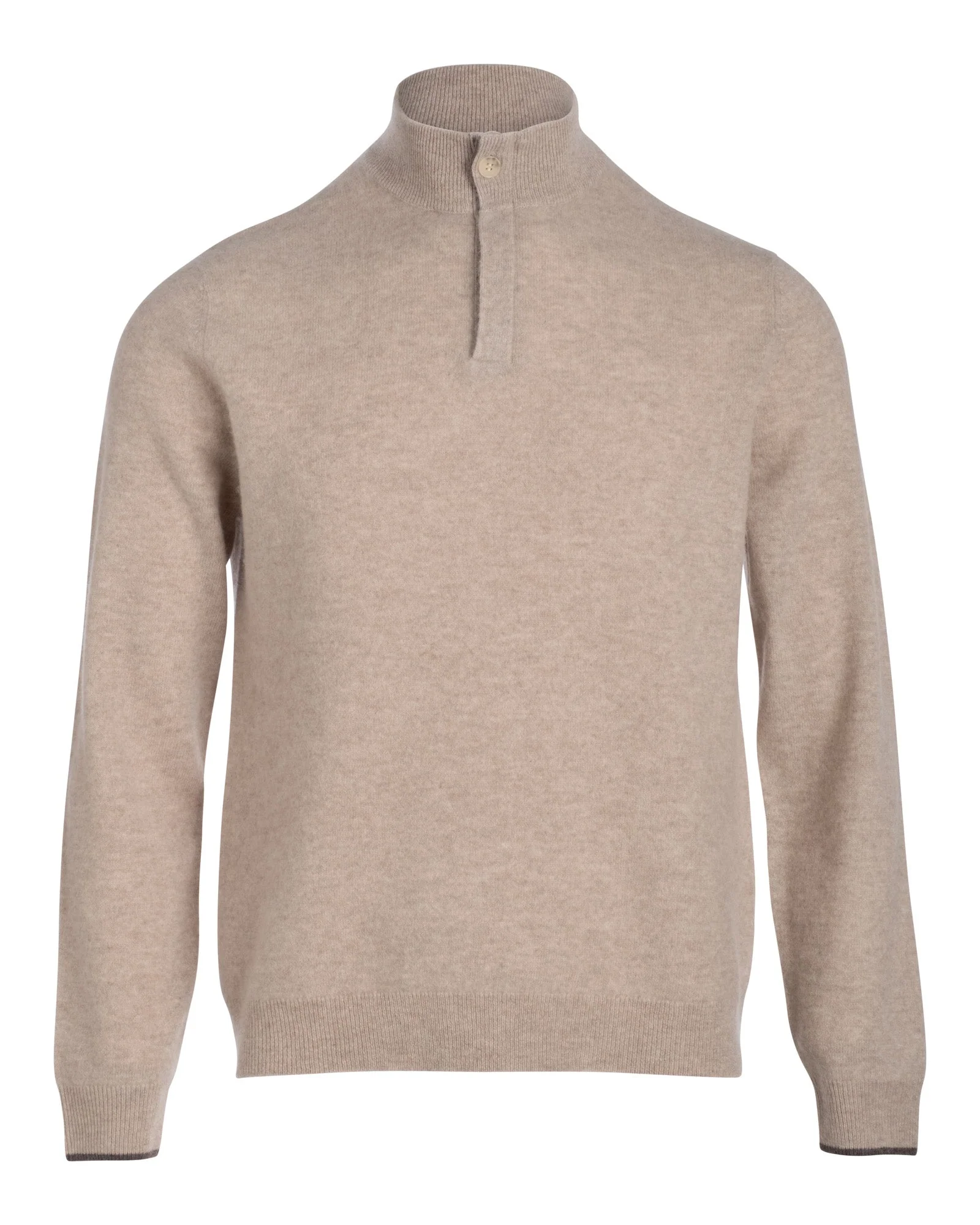 Cashmere Quarter Button Down Sweater with Contrast Trim - Image 3