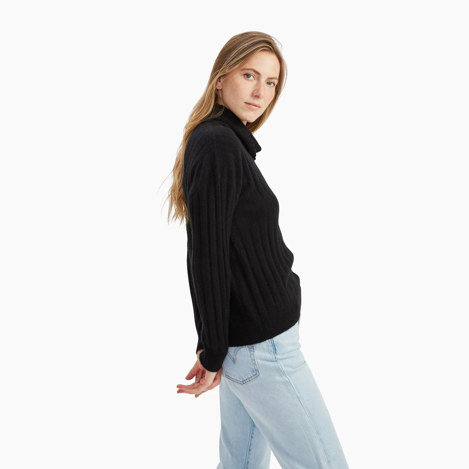 Cashmere Relaxed Ribbed Turtleneck - Image 10