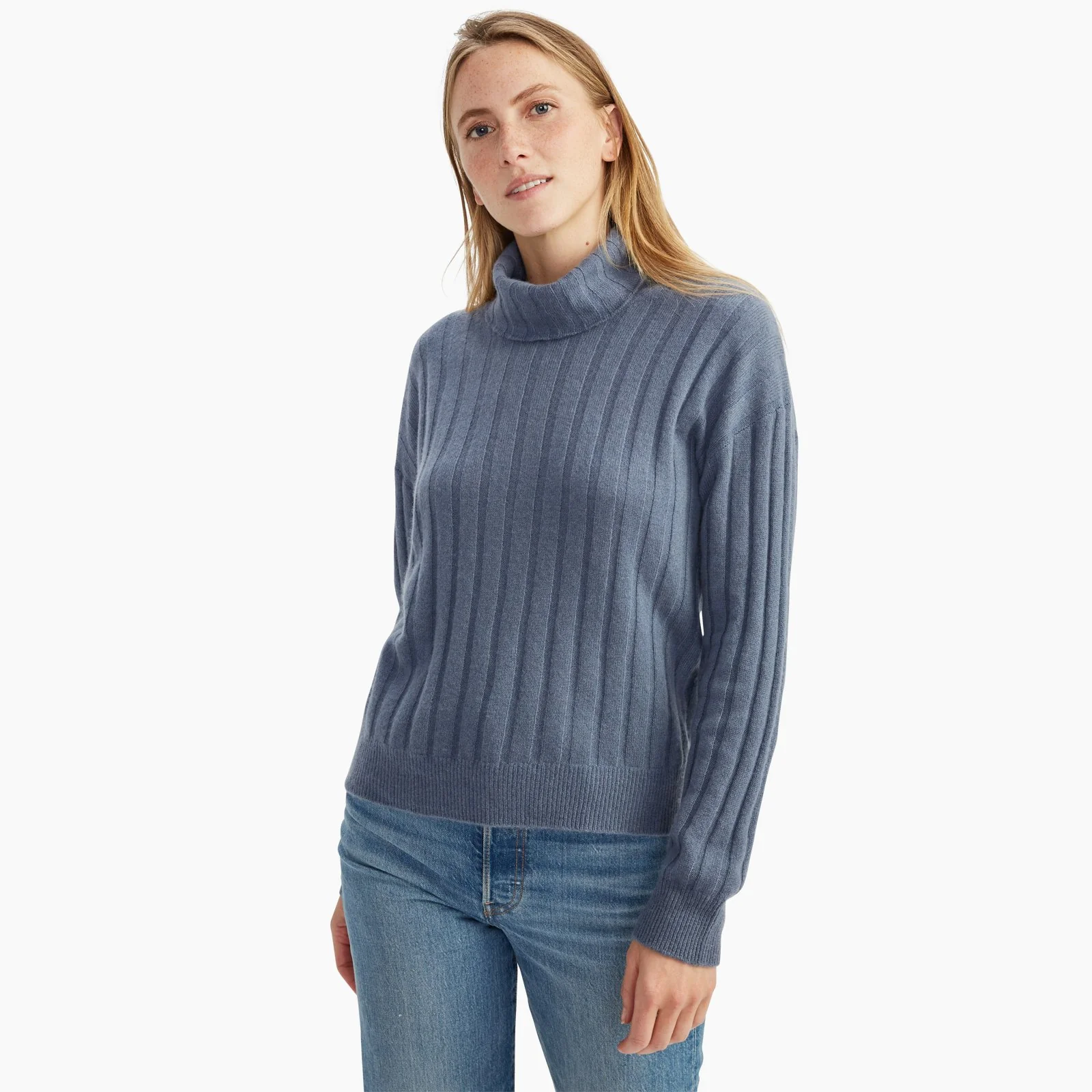 Cashmere Relaxed Ribbed Turtleneck - Image 3