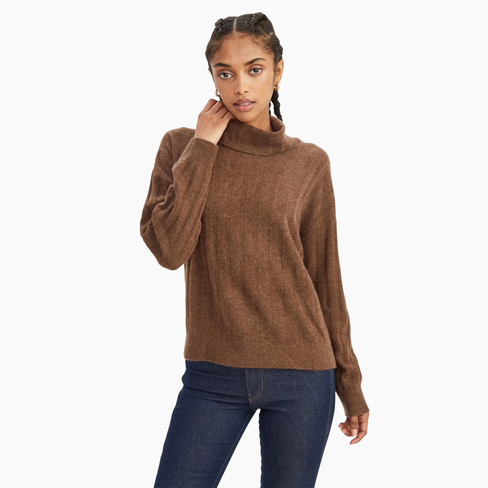 Cashmere Relaxed Ribbed Turtleneck - Image 5