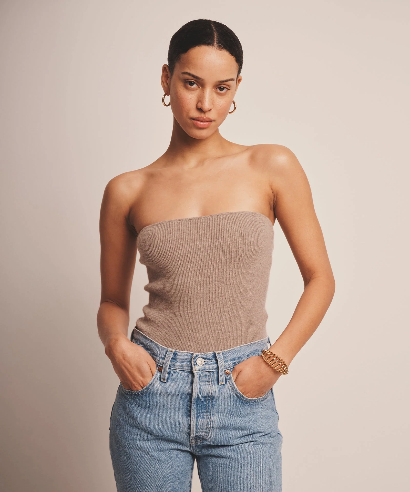 Signature Cashmere Ribbed Tube Top - Image 3