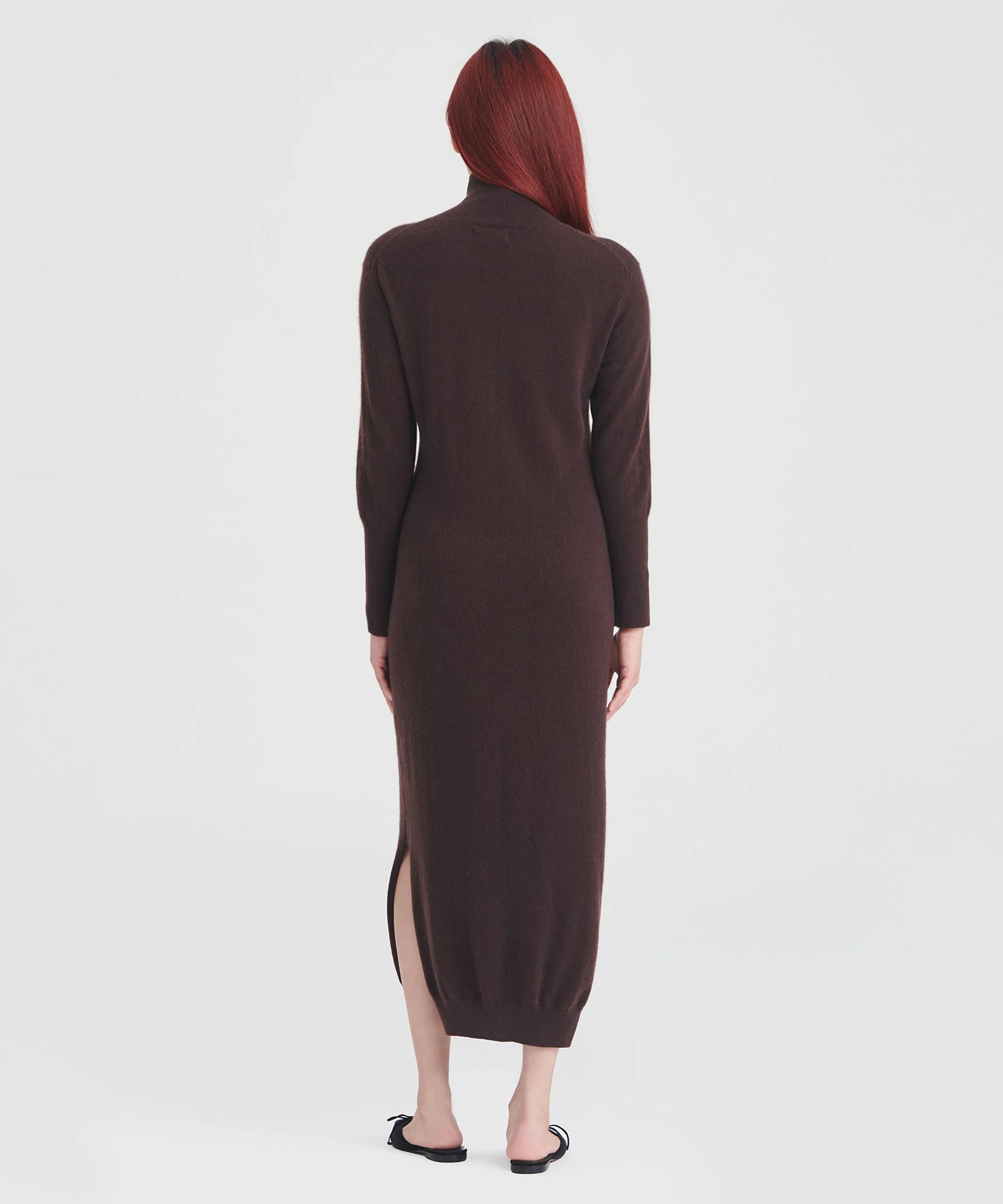 Signature Cashmere Turtleneck Dress with Slits - Image 10