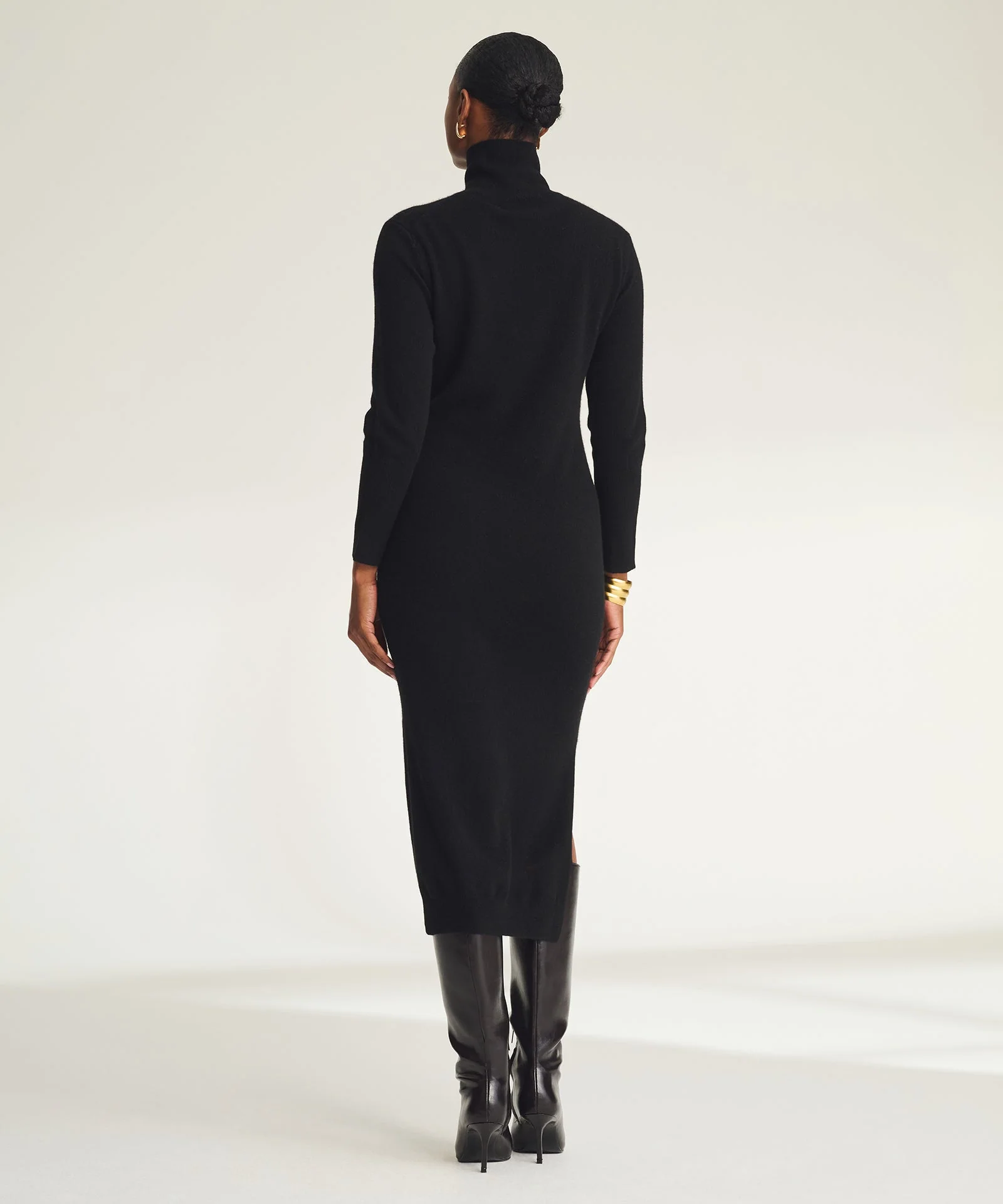 Signature Cashmere Turtleneck Dress with Slits - Image 24