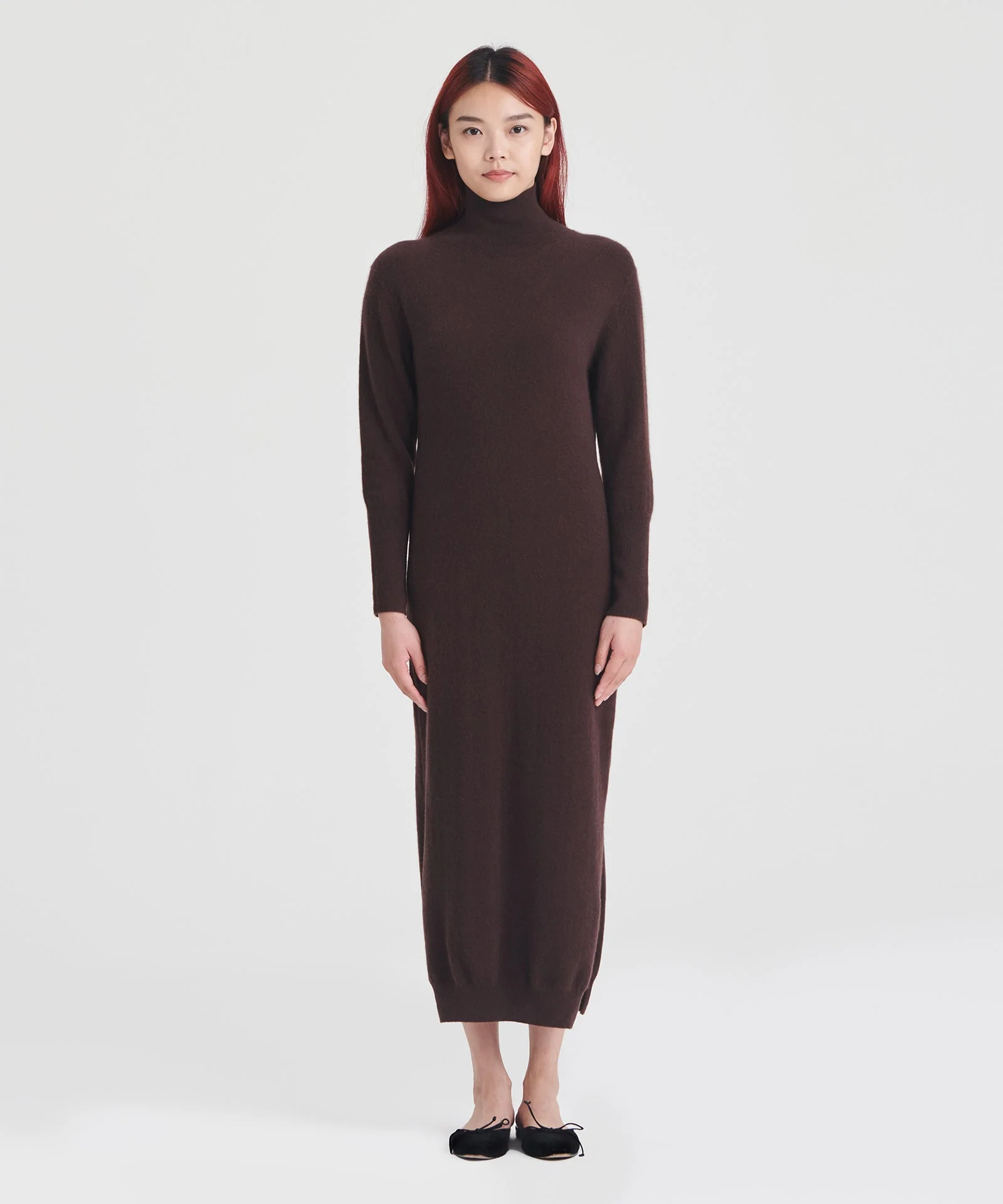 Signature Cashmere Turtleneck Dress with Slits - Image 8