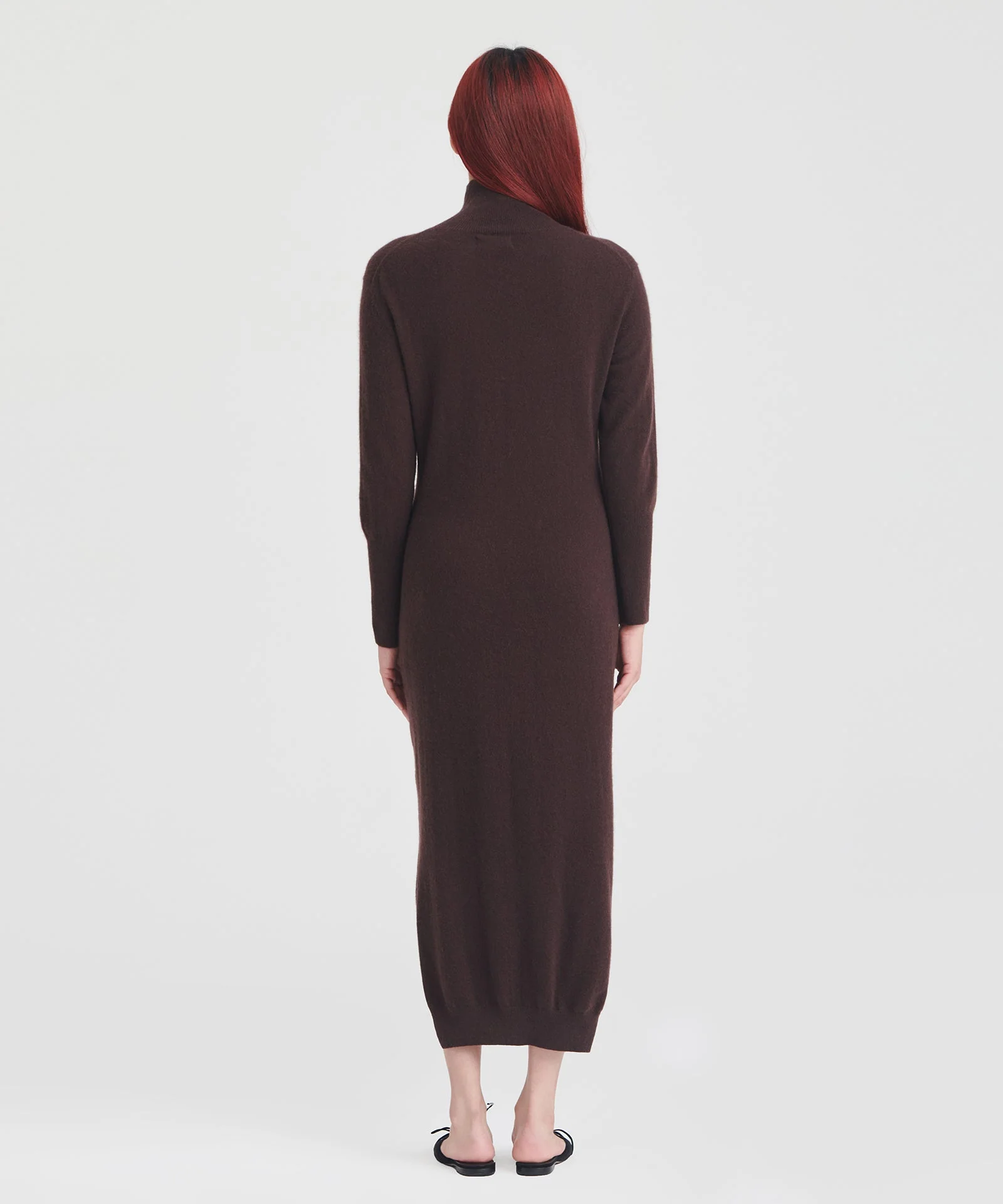 Signature Cashmere Turtleneck Dress with Slits - Image 9