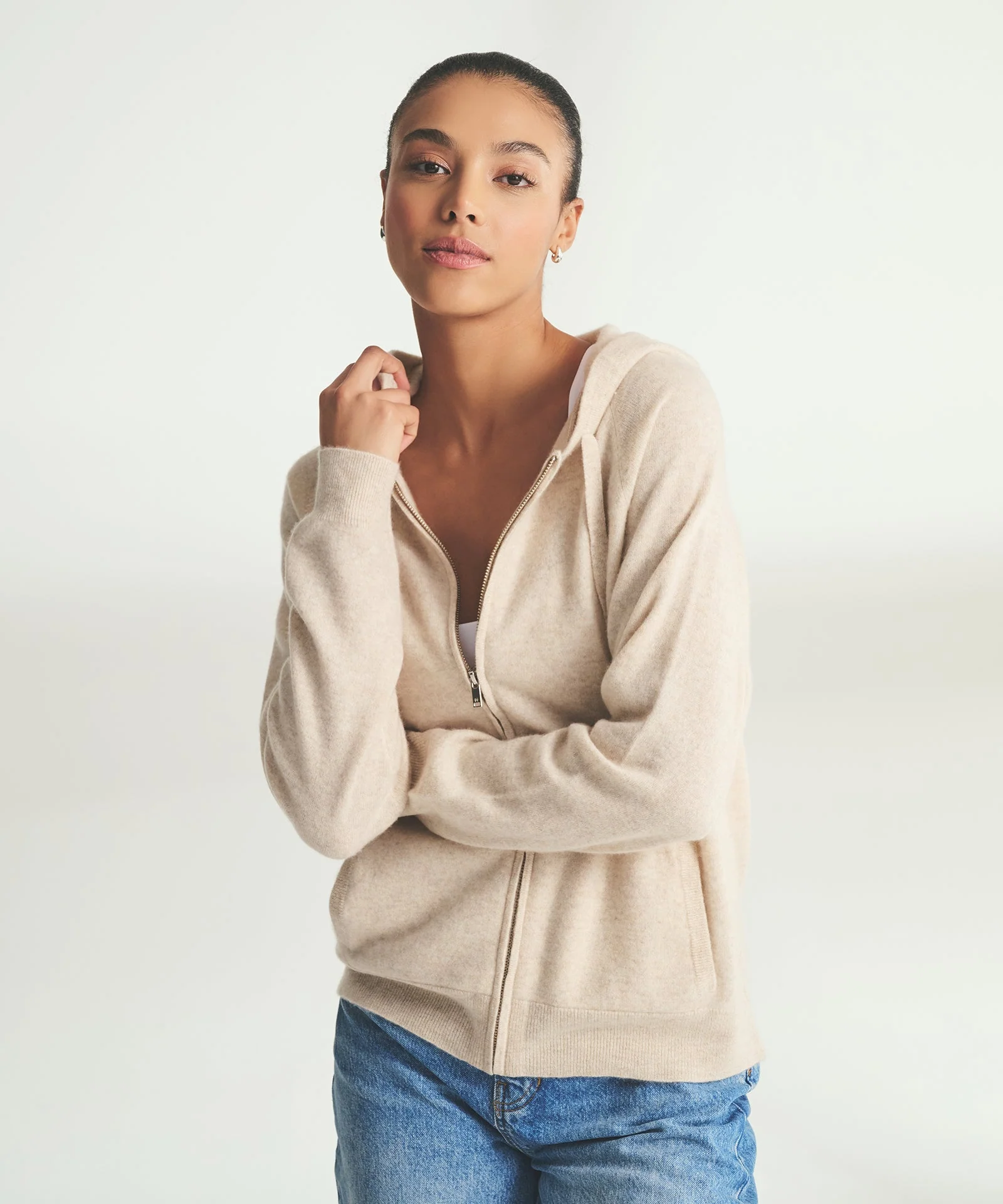 Signature Cashmere Zip Up Hoodie - Image 3