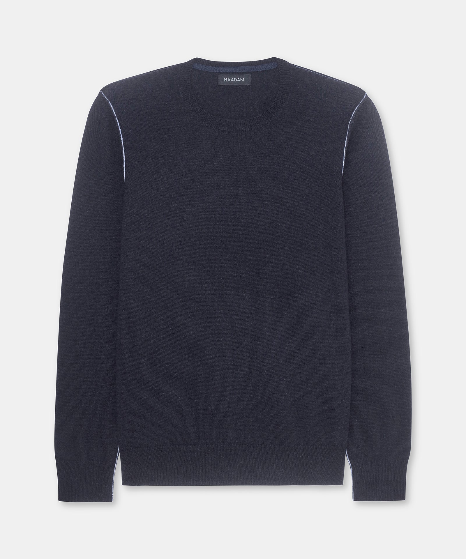 Cashmino Crewneck Sweater with Contrast Trim - Image 3