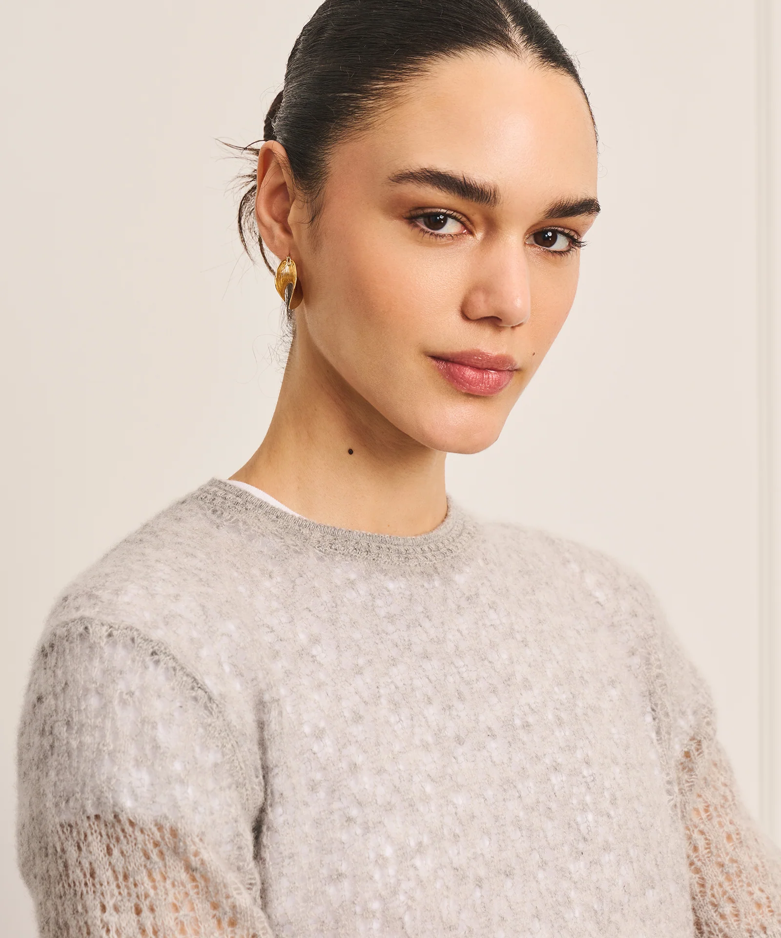 Coastal Cashmere Pointelle Short Sleeve Sweater - Image 3