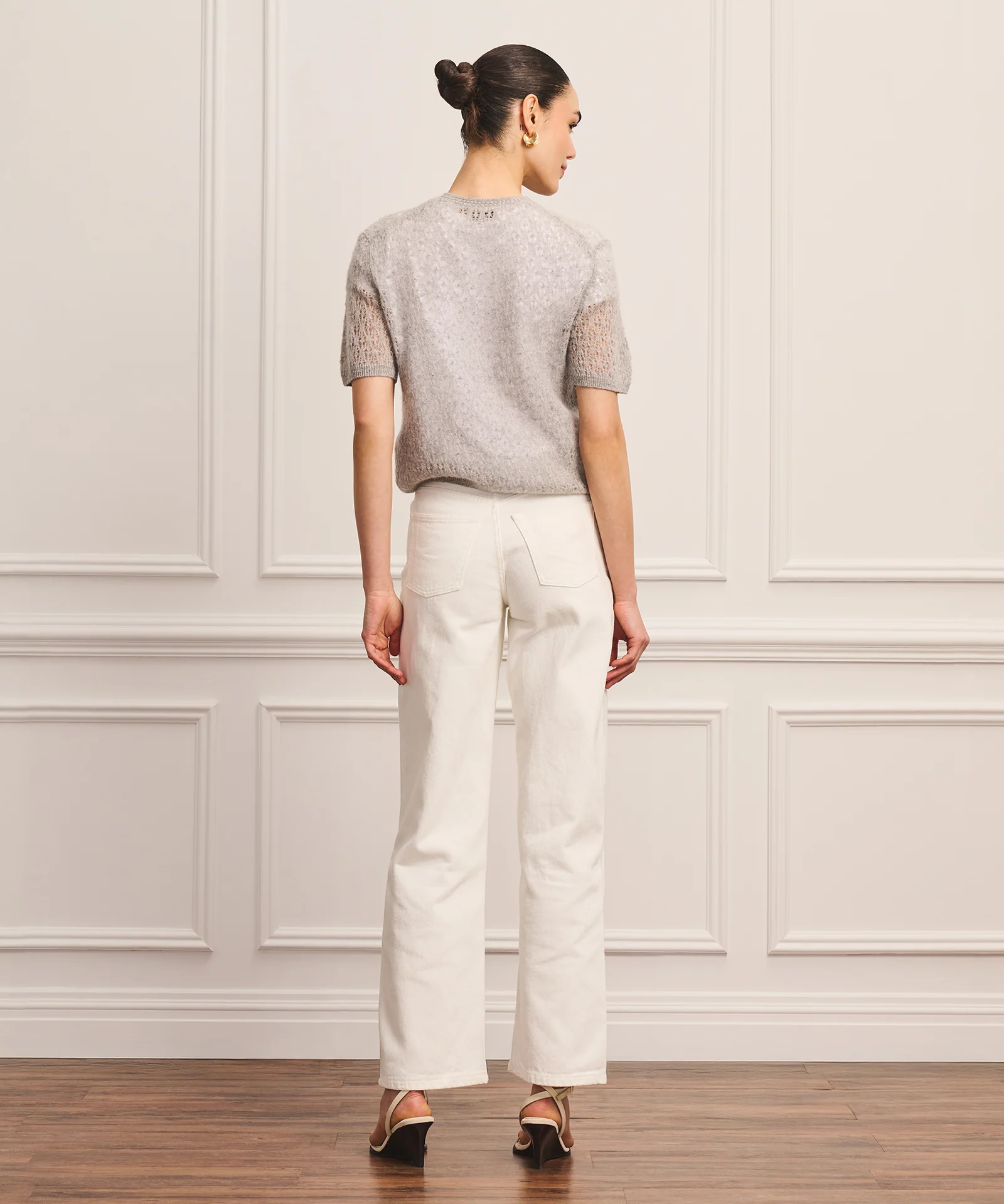 Coastal Cashmere Pointelle Short Sleeve Sweater - Image 5