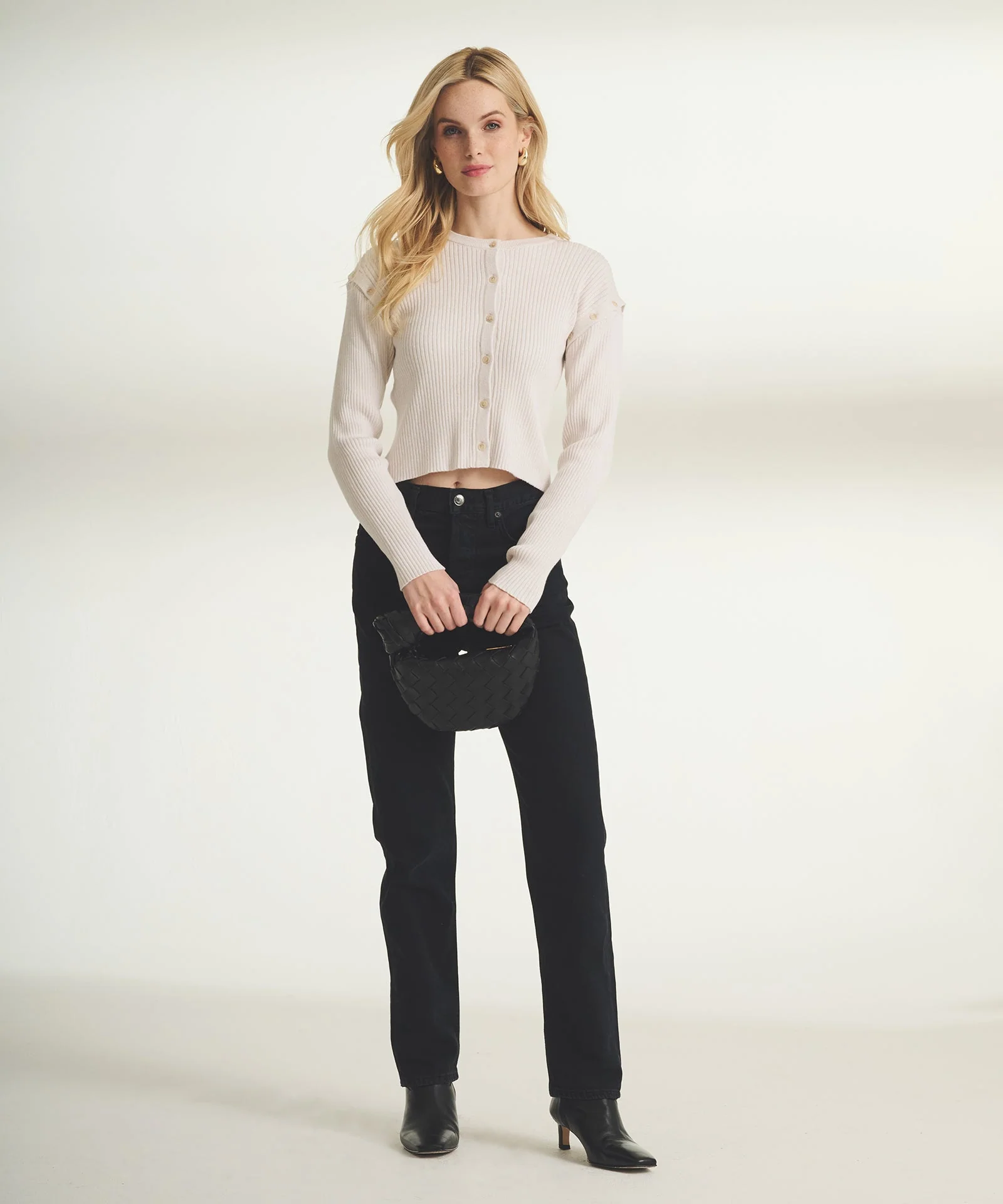 Cotton Cashmere Marled Convertible Sleeve Cardigan - Image 3
