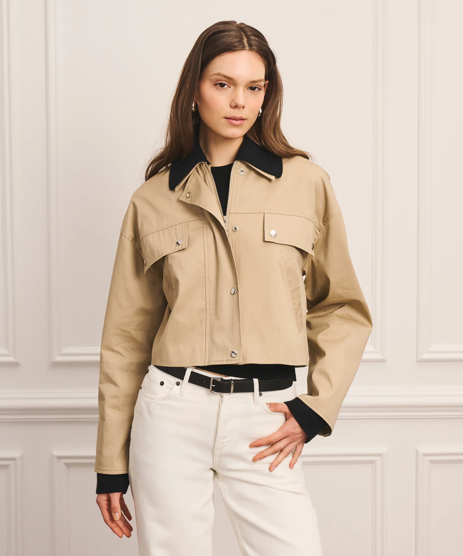 Cotton Cashmere Mixed Media Barn Jacket - Image 3