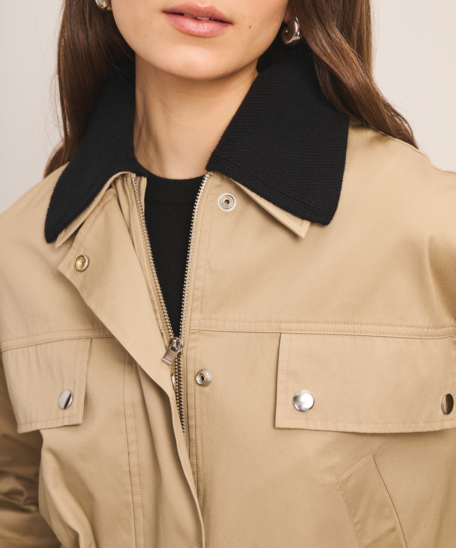 Cotton Cashmere Mixed Media Barn Jacket - Image 4