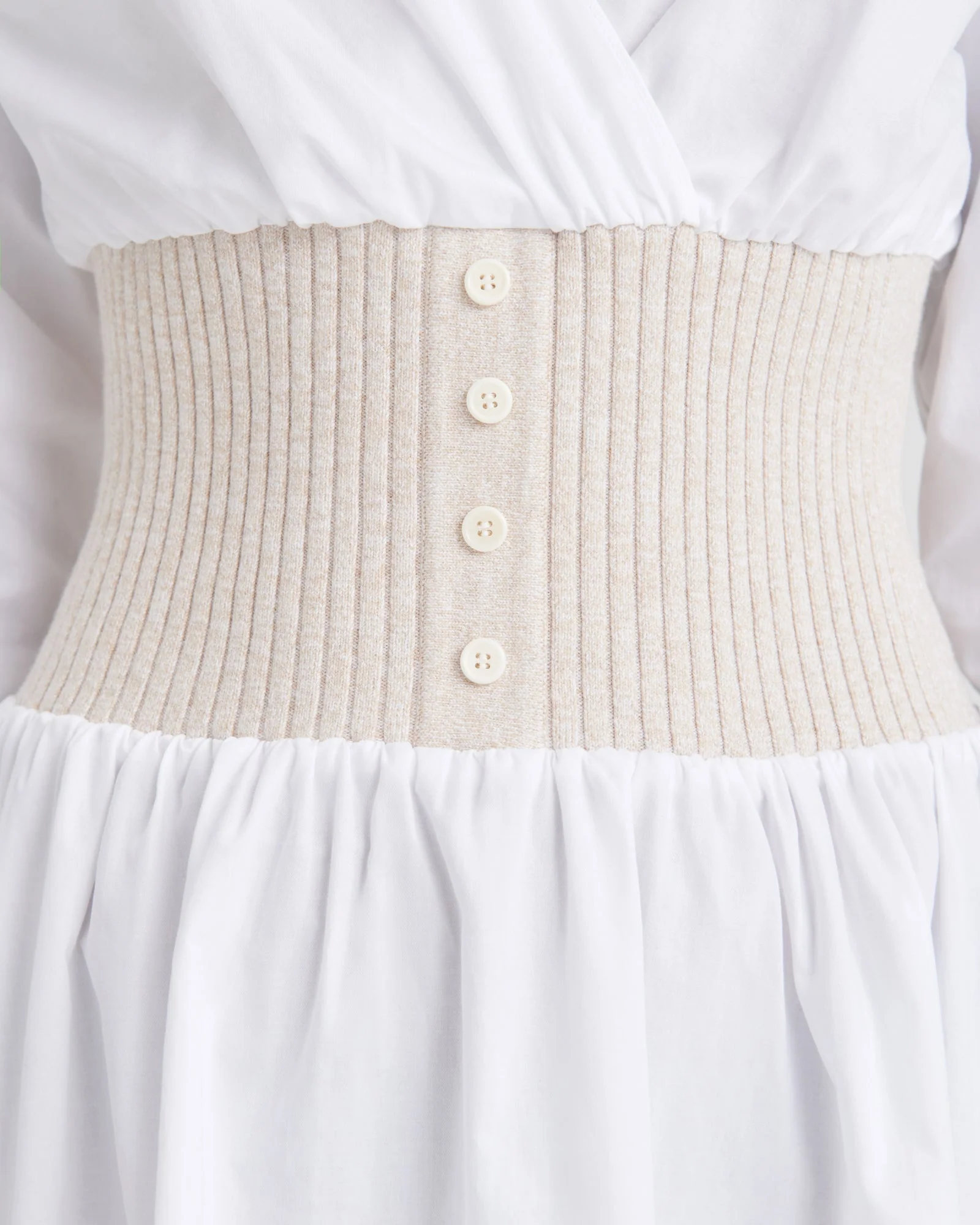 Cotton Cashmere Mixed Media Mini Dress - Image 3