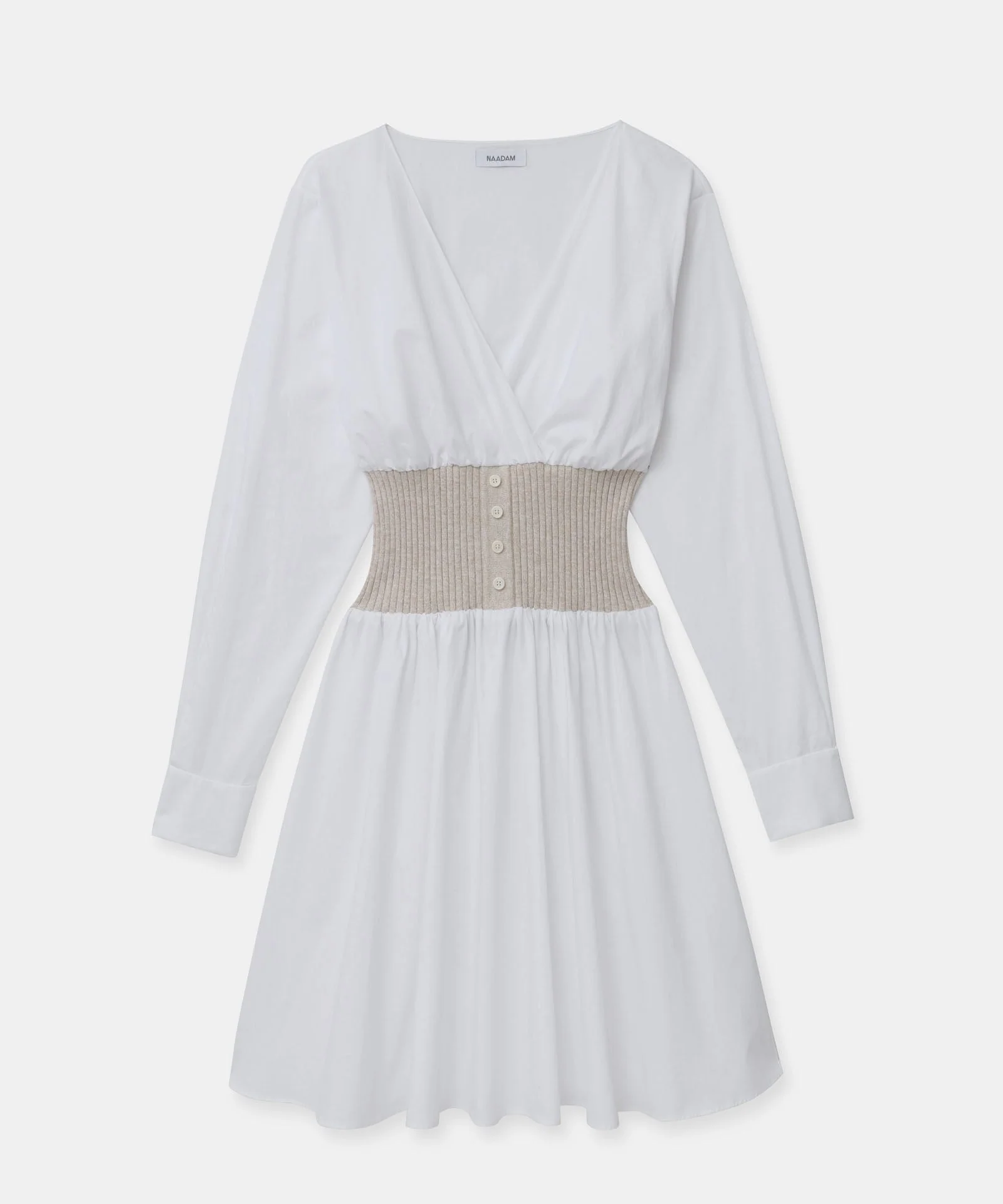 Cotton Cashmere Mixed Media Mini Dress - Image 4