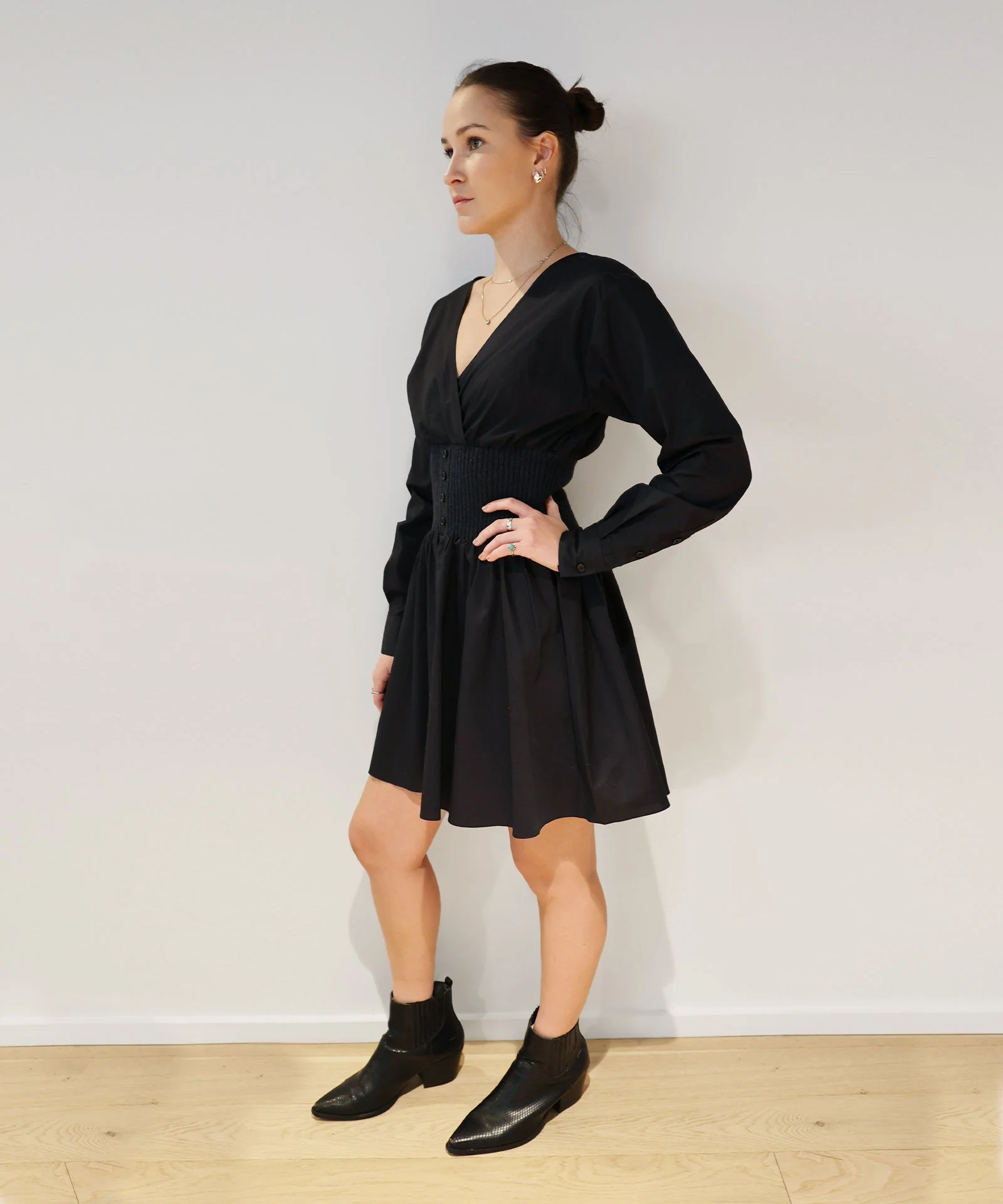 Cotton Cashmere Mixed Media Mini Dress - Image 6