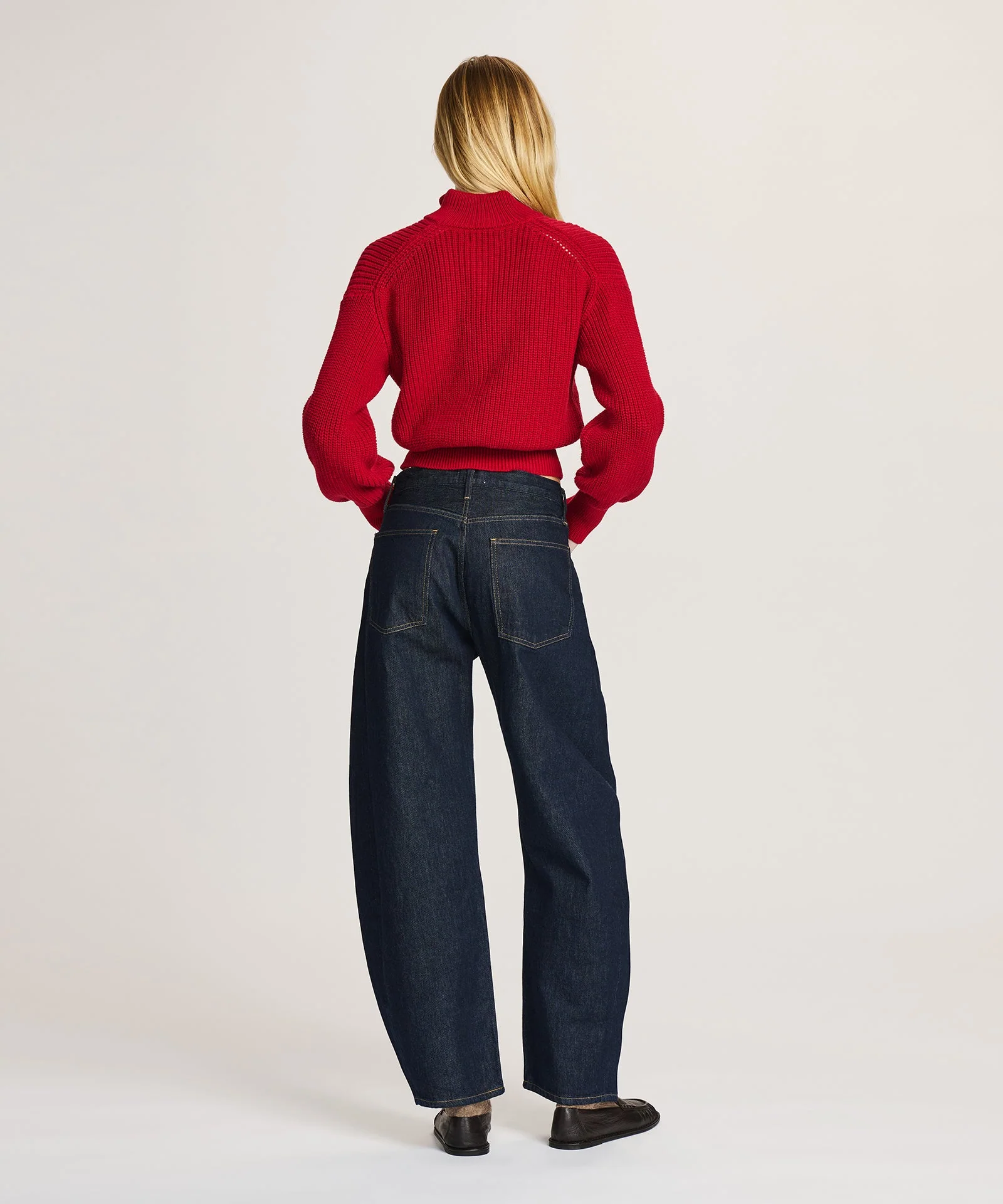 Cotton Fisherman Cinched Waist Zip Up Sweater - Image 15