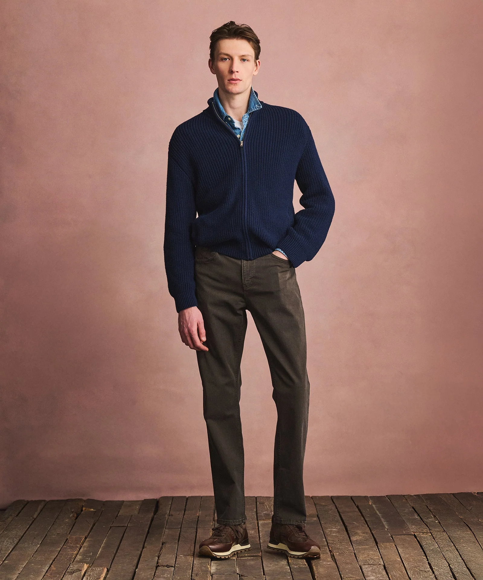 Cotton Fisherman Full Zip Sweater - Image 4