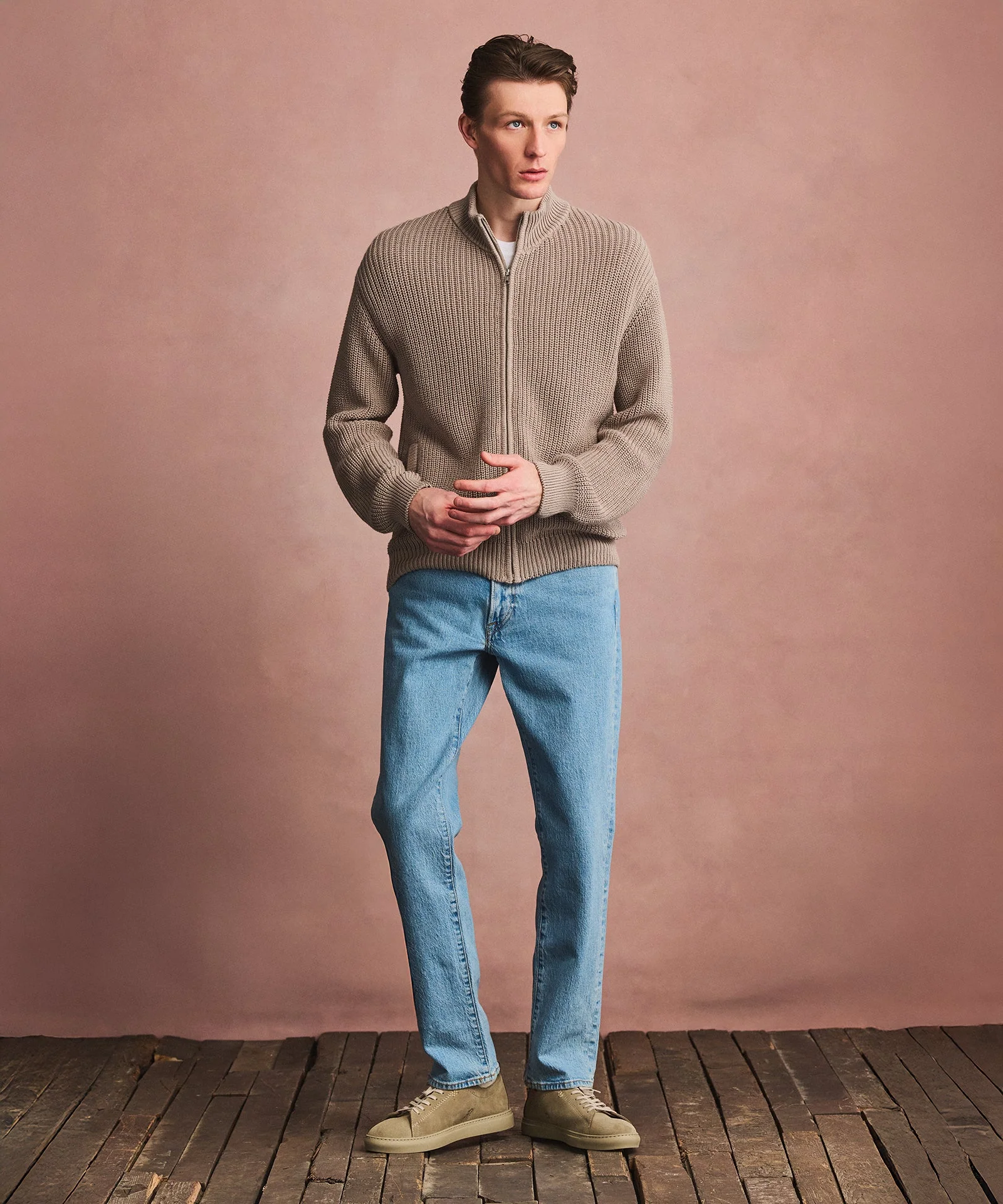 Cotton Fisherman Full Zip Sweater - Image 7