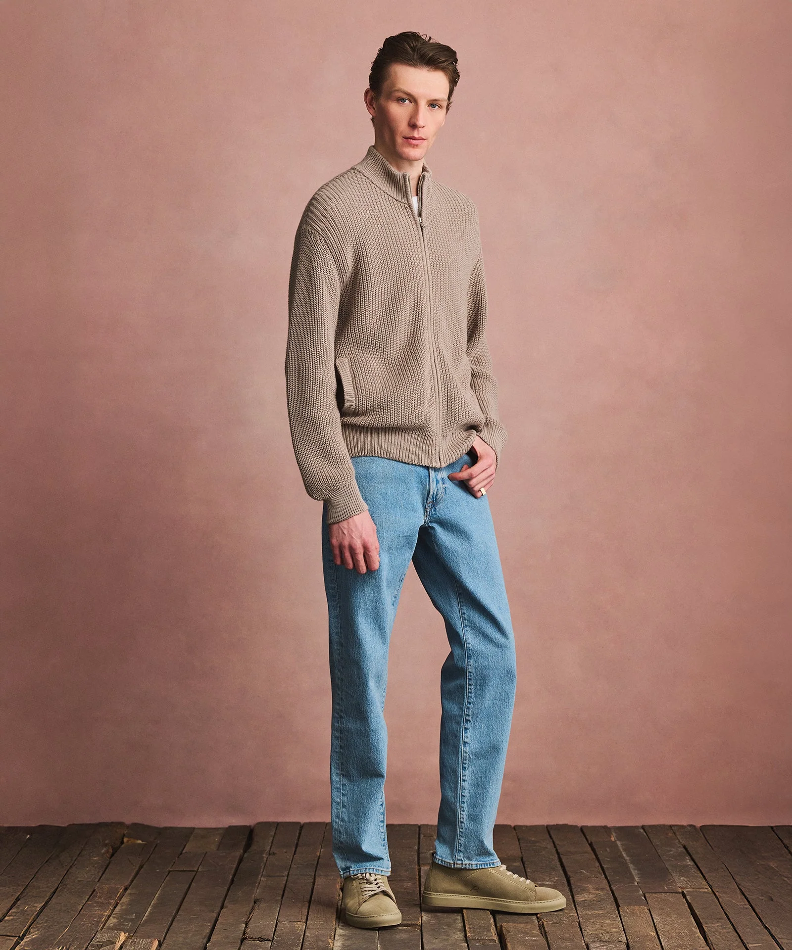 Cotton Fisherman Full Zip Sweater - Image 8