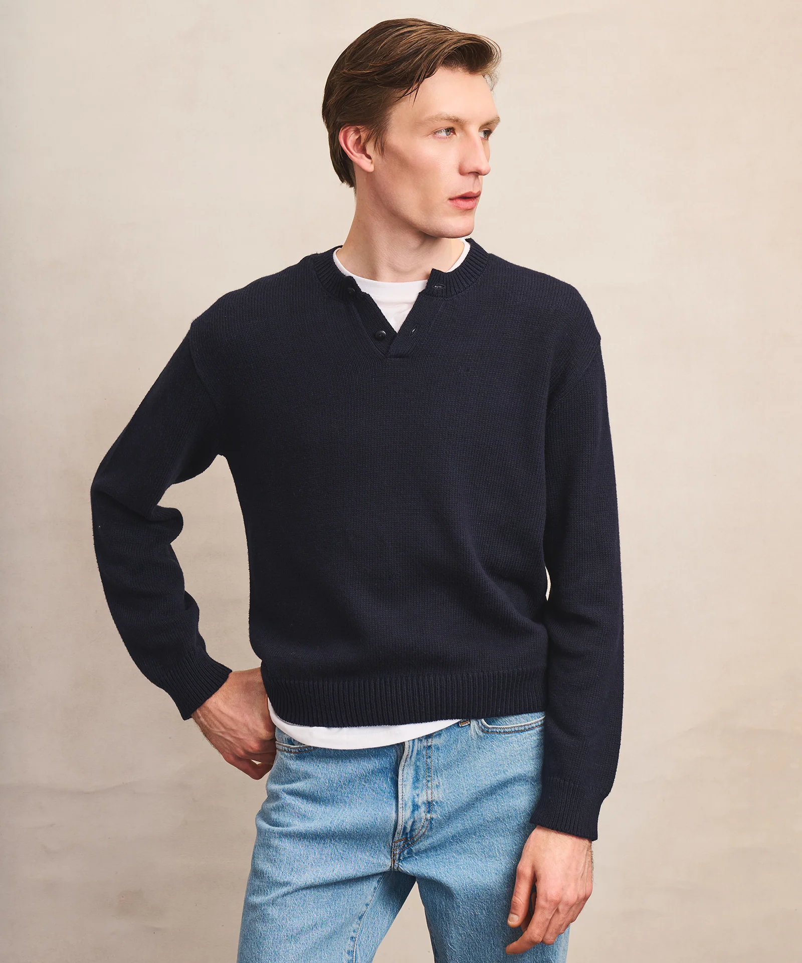Cotton Henley Sweater - Image 2