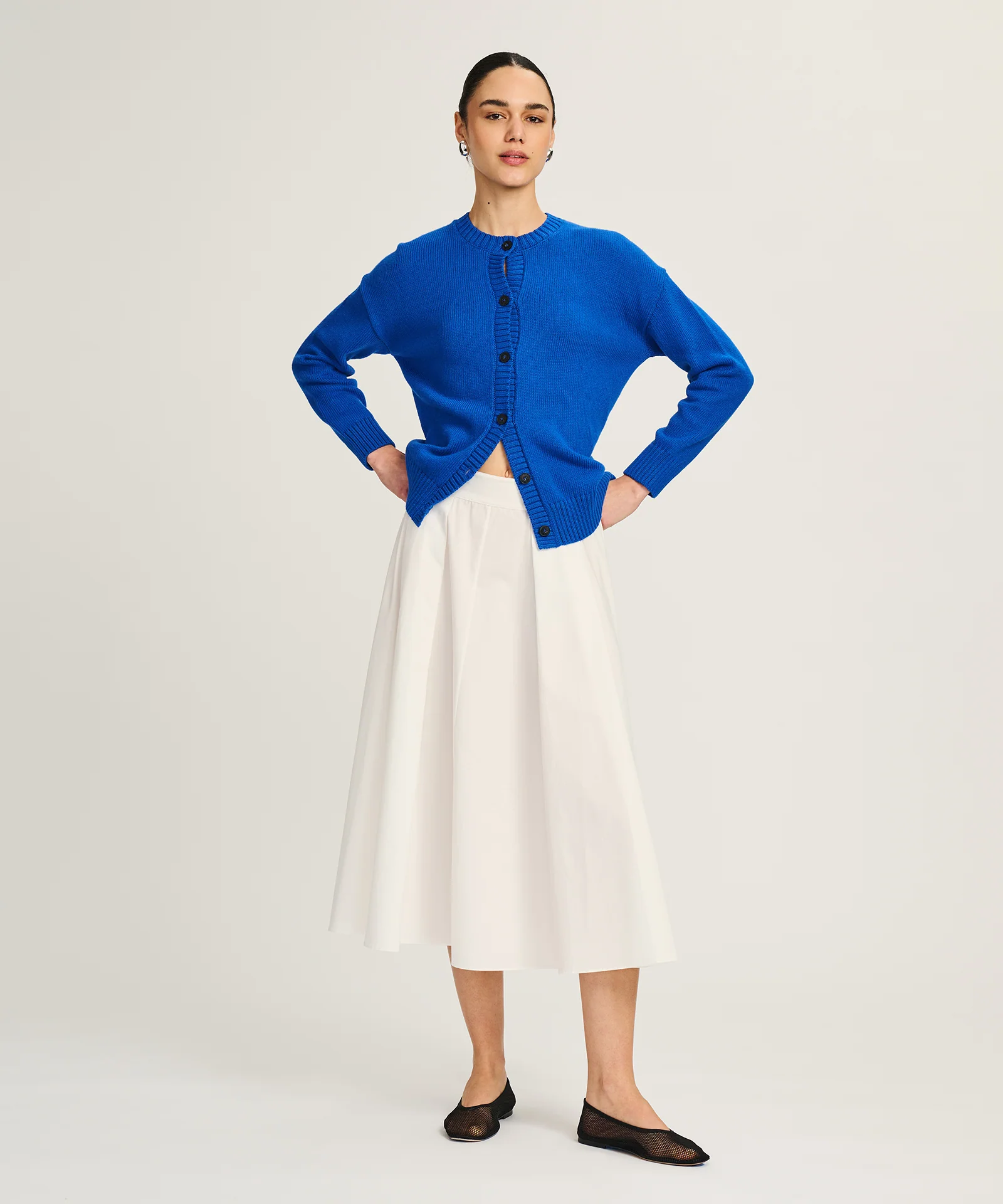 Cotton High Neck Cardigan - Image 4