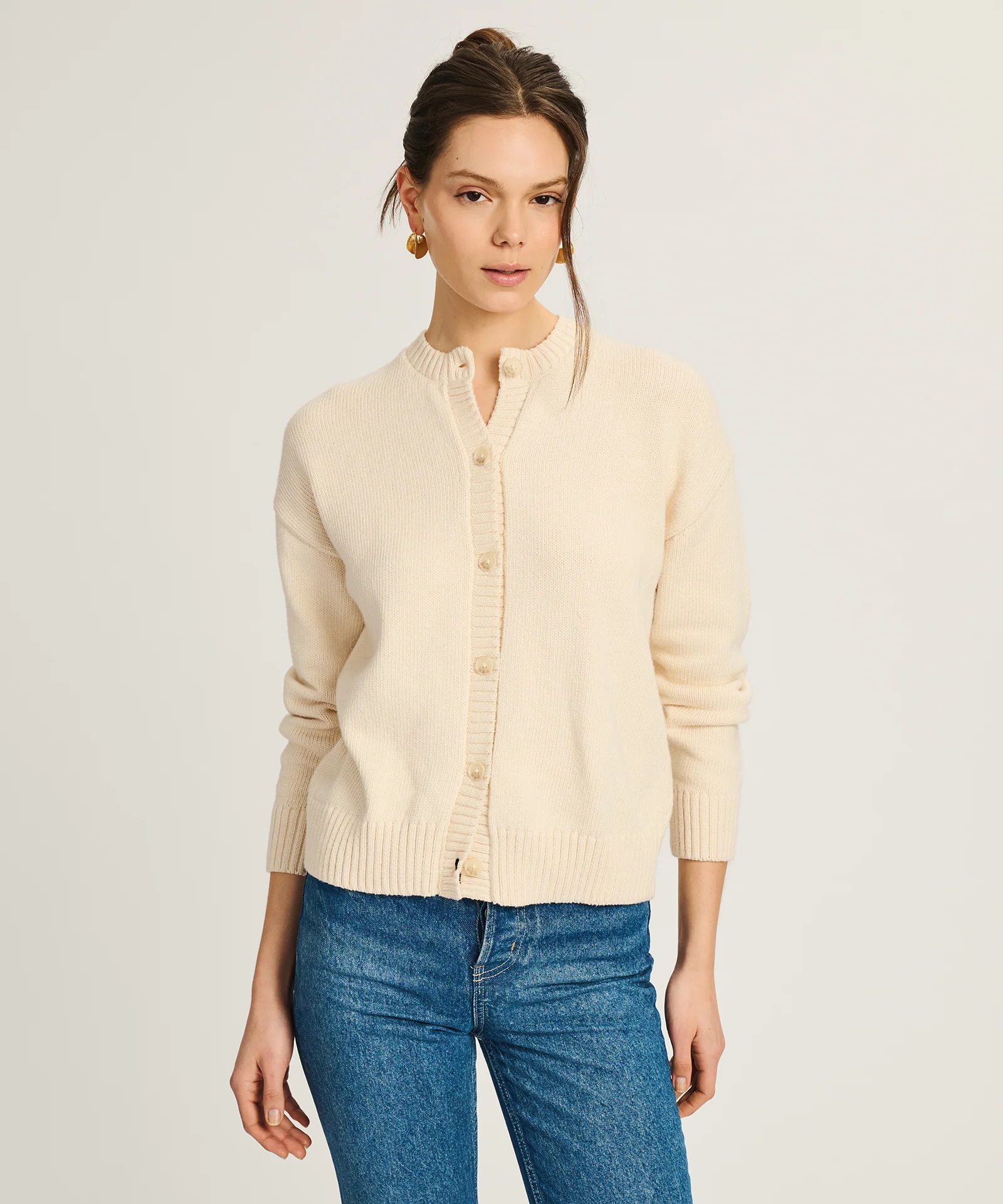 Cotton High Neck Cardigan - Image 7