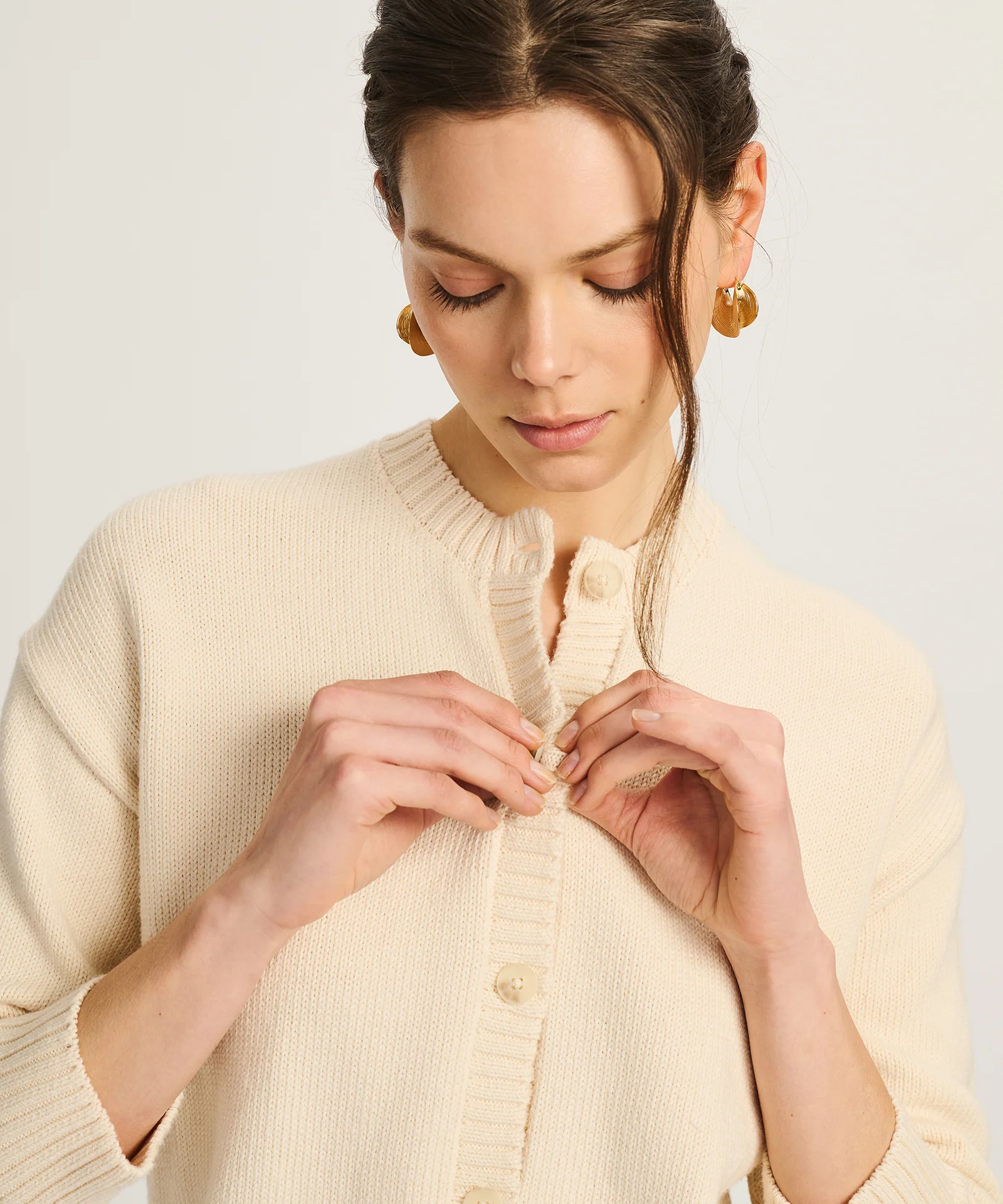 Cotton High Neck Cardigan - Image 9