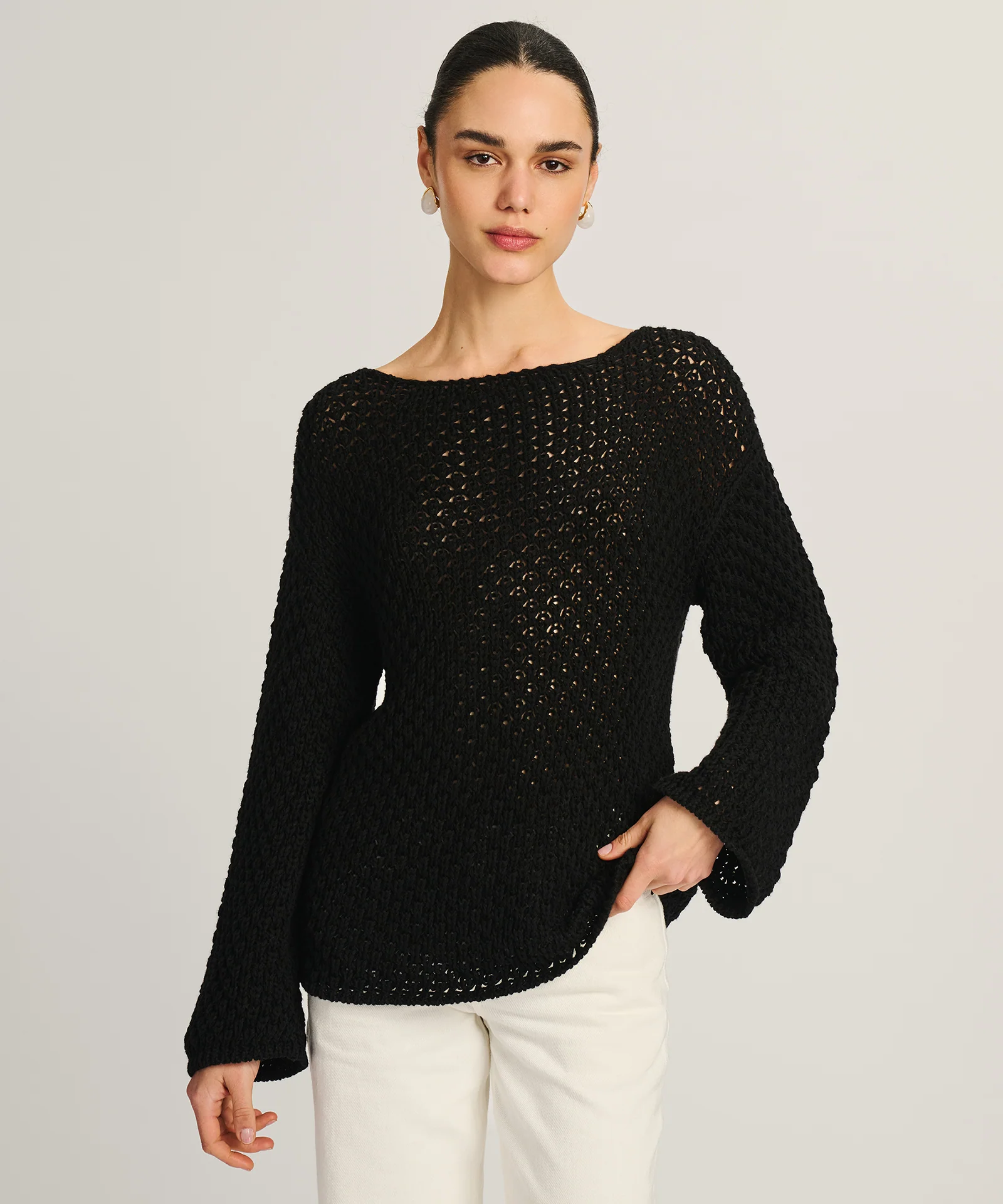 Cotton Open Stitch Boatneck Tunic - Image 2
