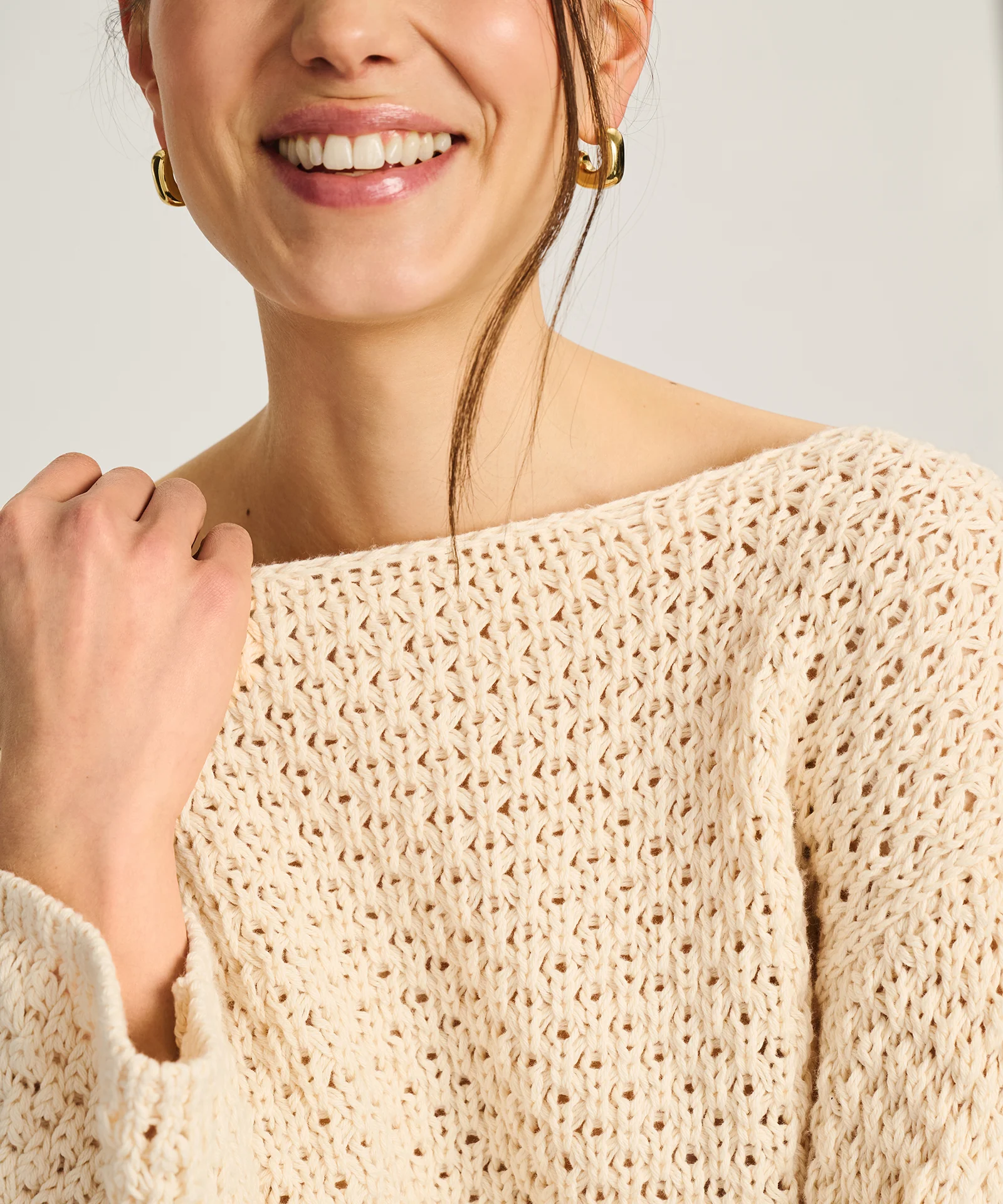 Cotton Open Stitch Boatneck Tunic - Image 9