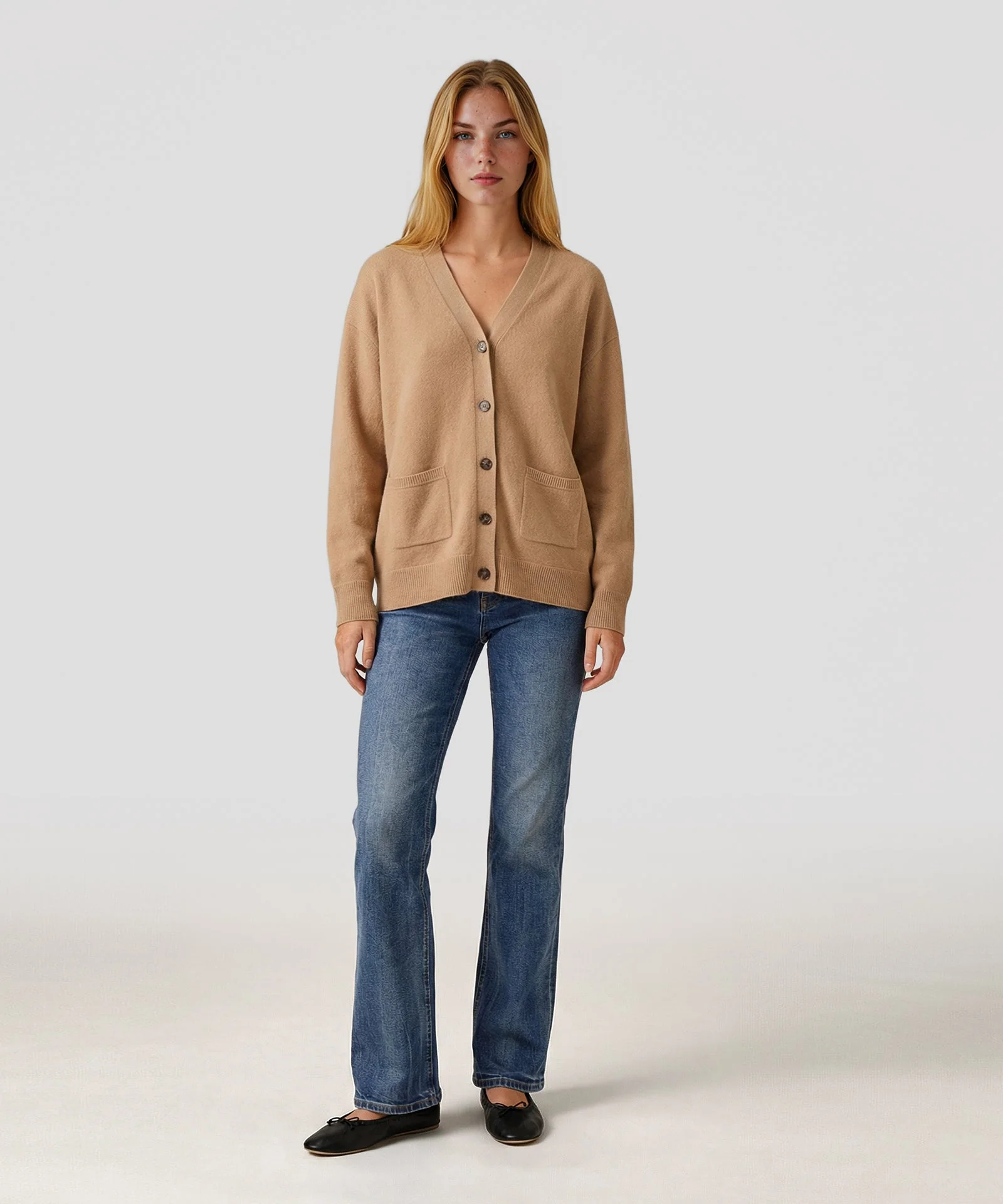 Cashmere Drop Shoulder V-Neck Cardigan - Image 11