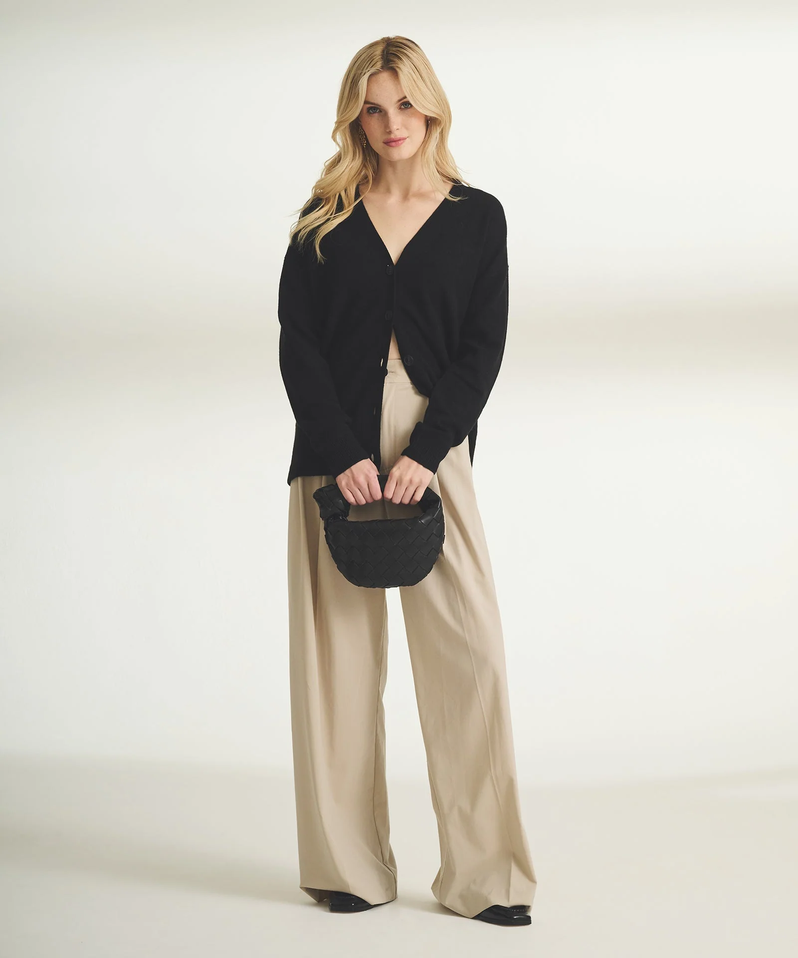 Cashmere Drop Shoulder V-Neck Cardigan - Image 3