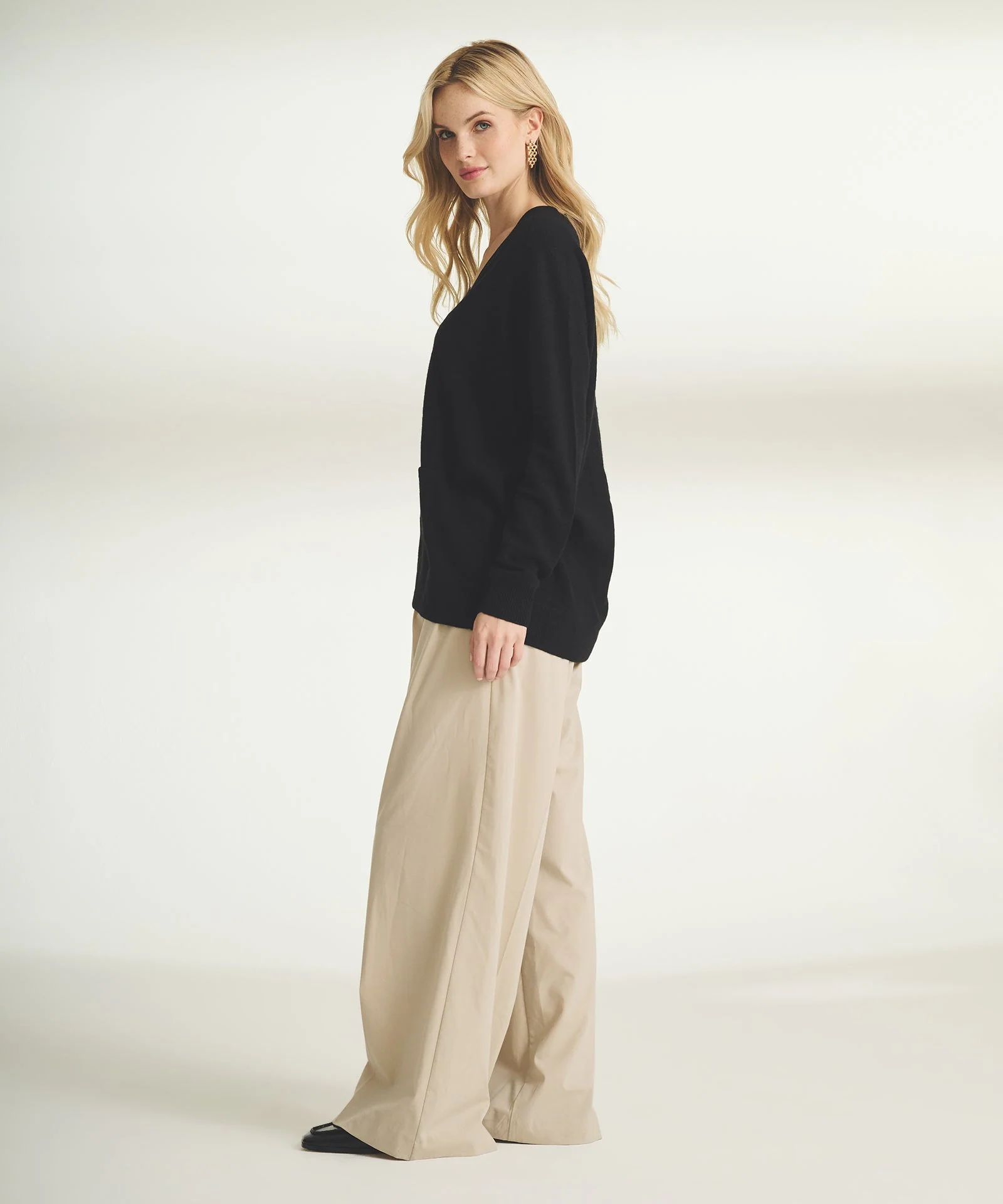 Cashmere Drop Shoulder V-Neck Cardigan - Image 6