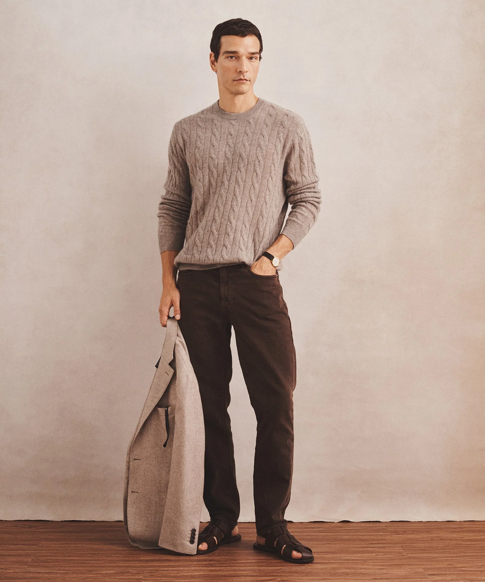 Lightweight Cashmere Cable Crewneck Sweater - Image 17