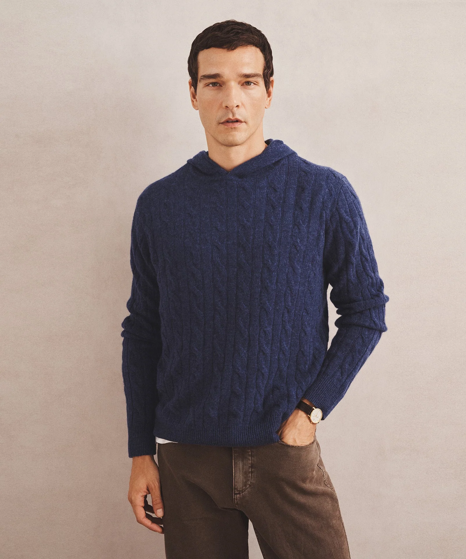 Lightweight Cashmere Cable Hoodie - Image 3