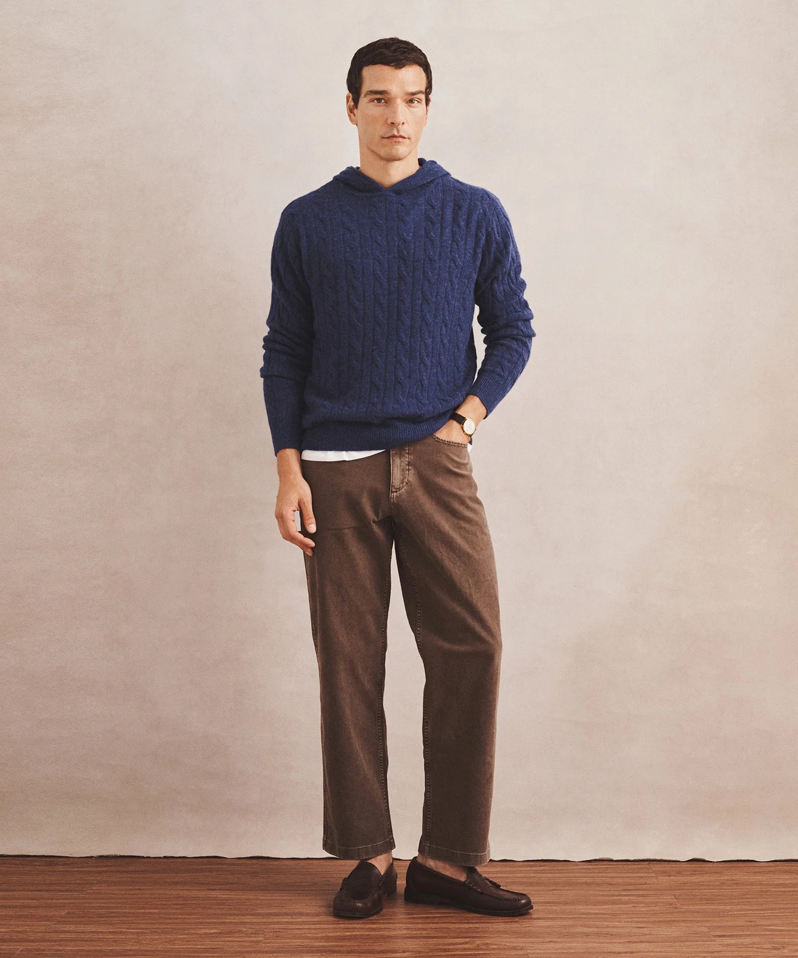 Lightweight Cashmere Cable Hoodie - Image 4